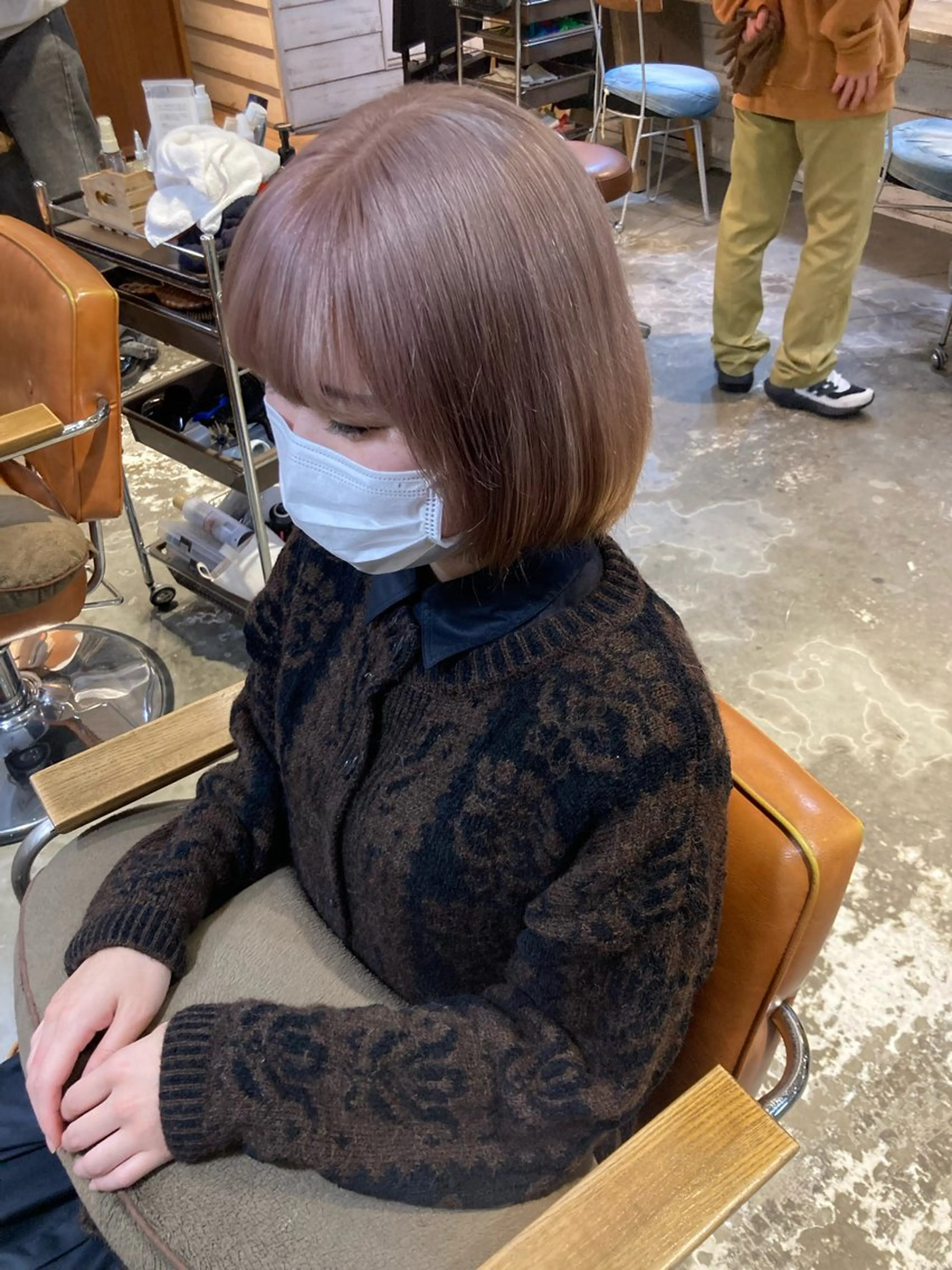 カラー ベージュカラー ブロンド ダブルカラー ピンクカラー ピンクベージュ 京谷 宥のヘアスタイル
