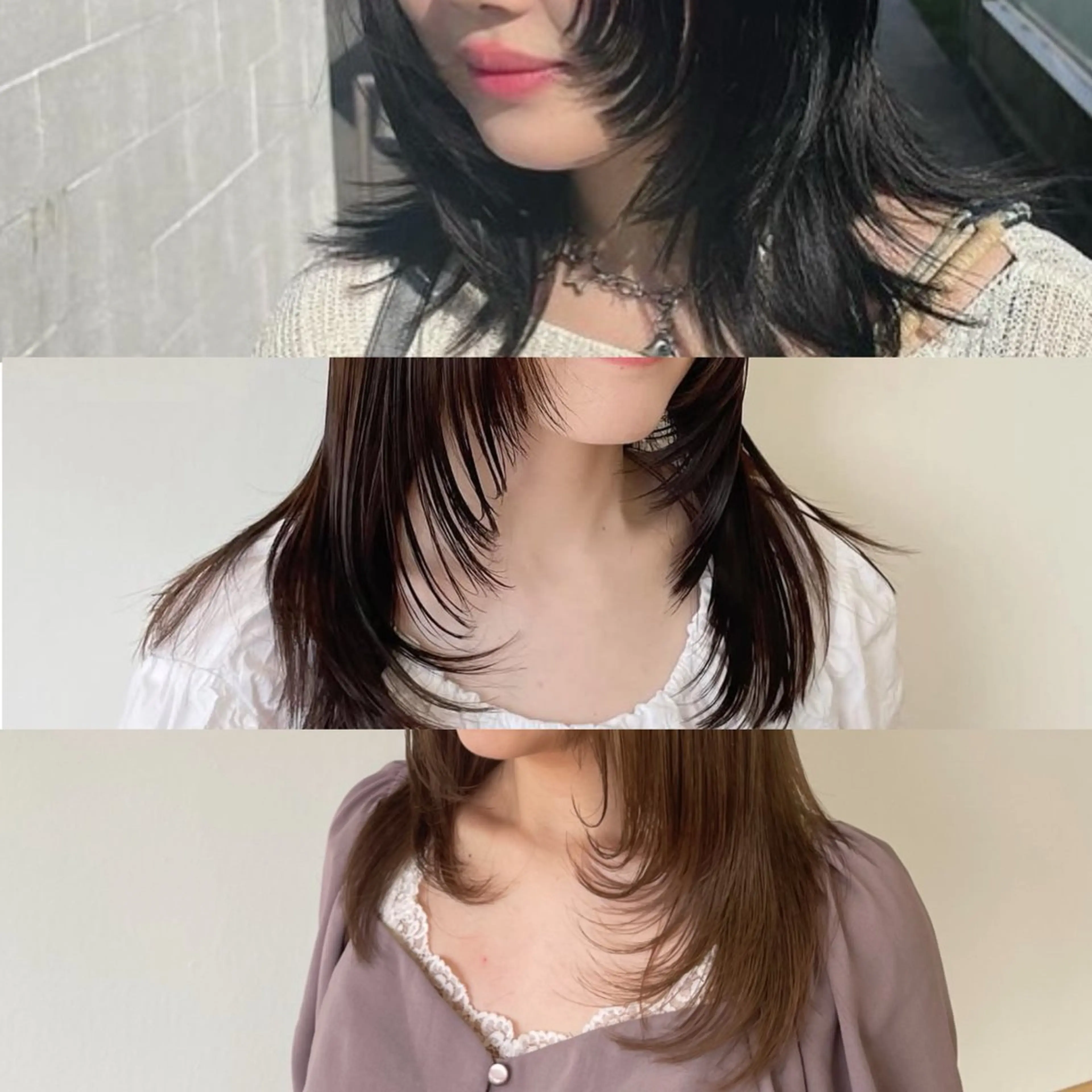 ミディアム 顔まわりレイヤー レイヤーカット カット 艶カラー/ 江角愛理のヘアスタイル