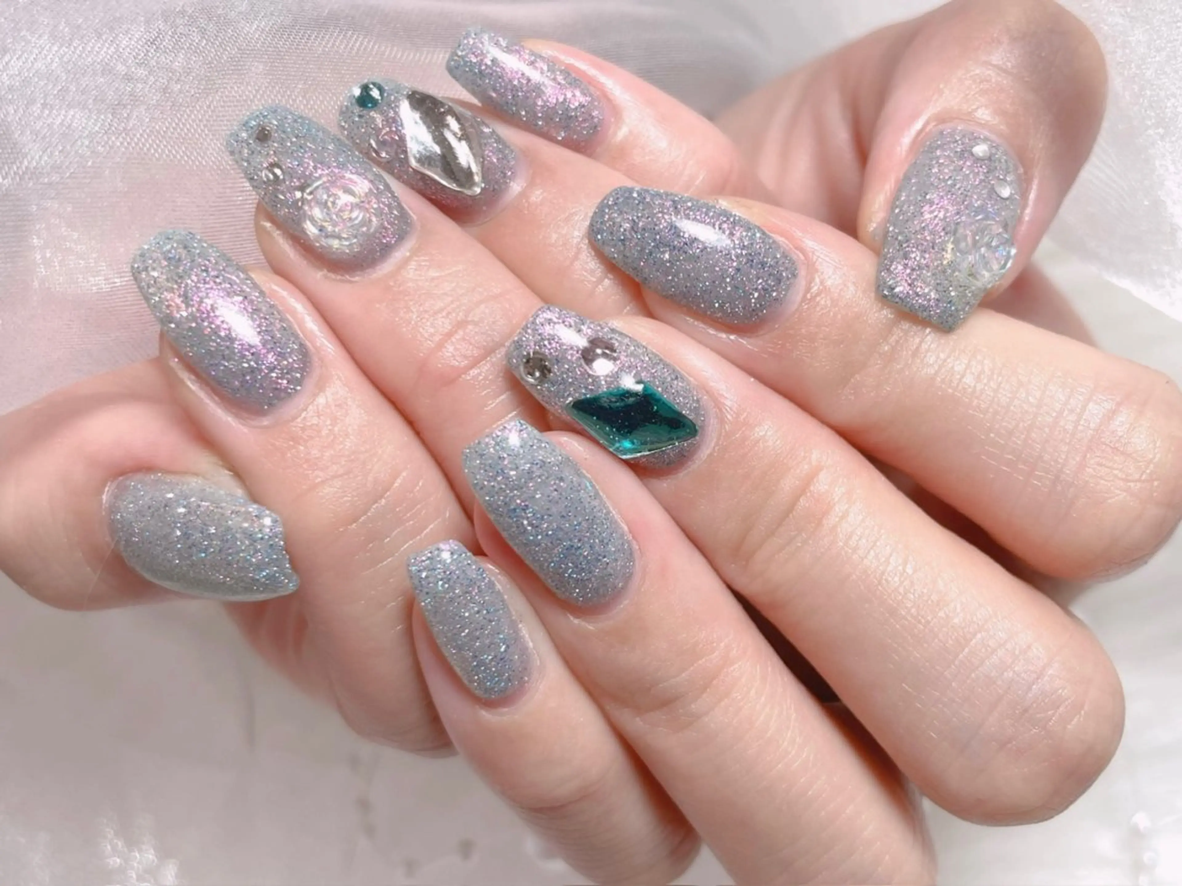 ネイル フラッシュネイル キラキラネイル ワンホンネイル ハンドネイル ゆりか ジョアアンジェ福島のネイルデザイン