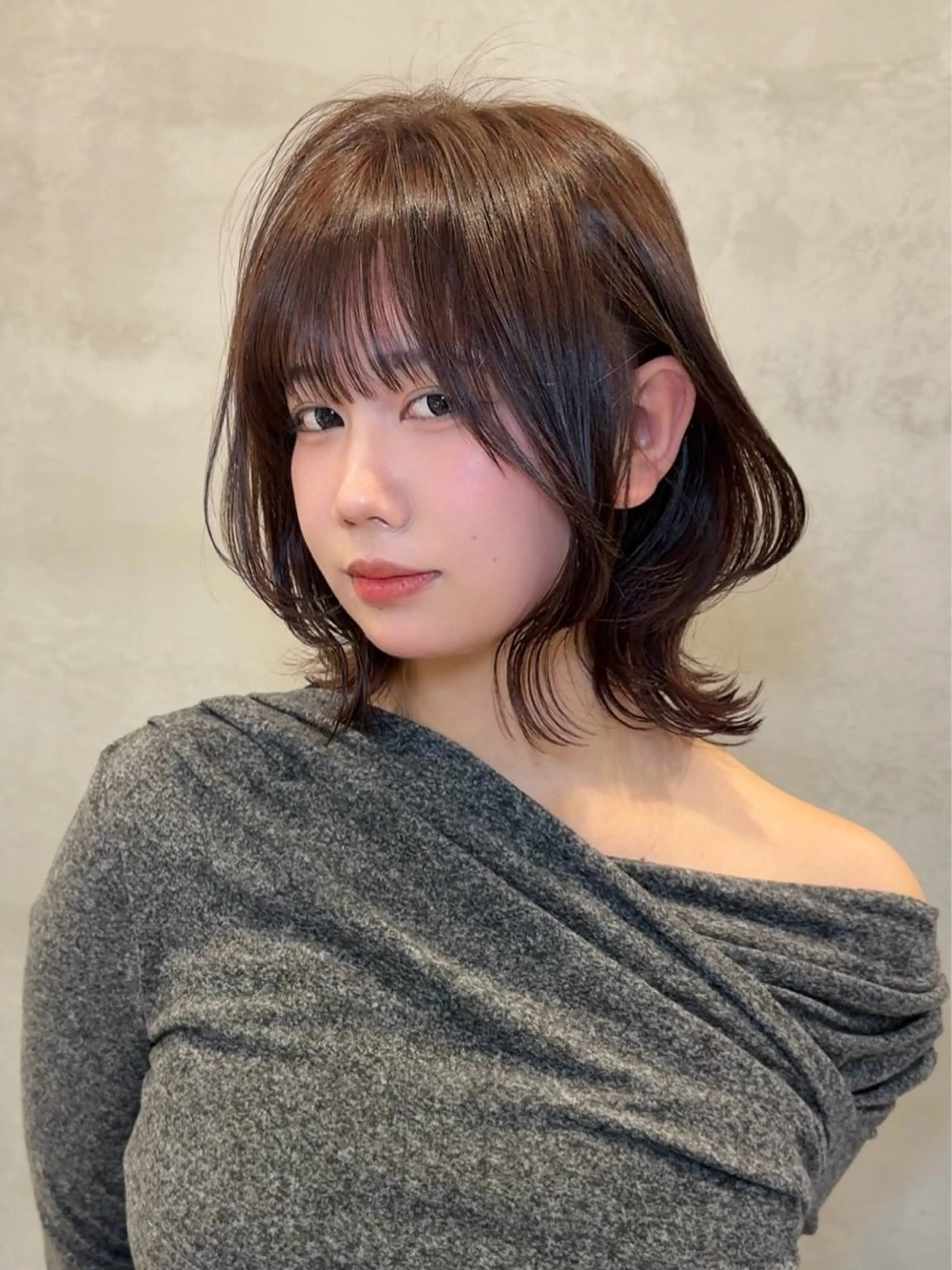 ミディアム カット ヘアカラー トリートメント けいし🐬ボブ 美髪縮毛矯正のヘアスタイル