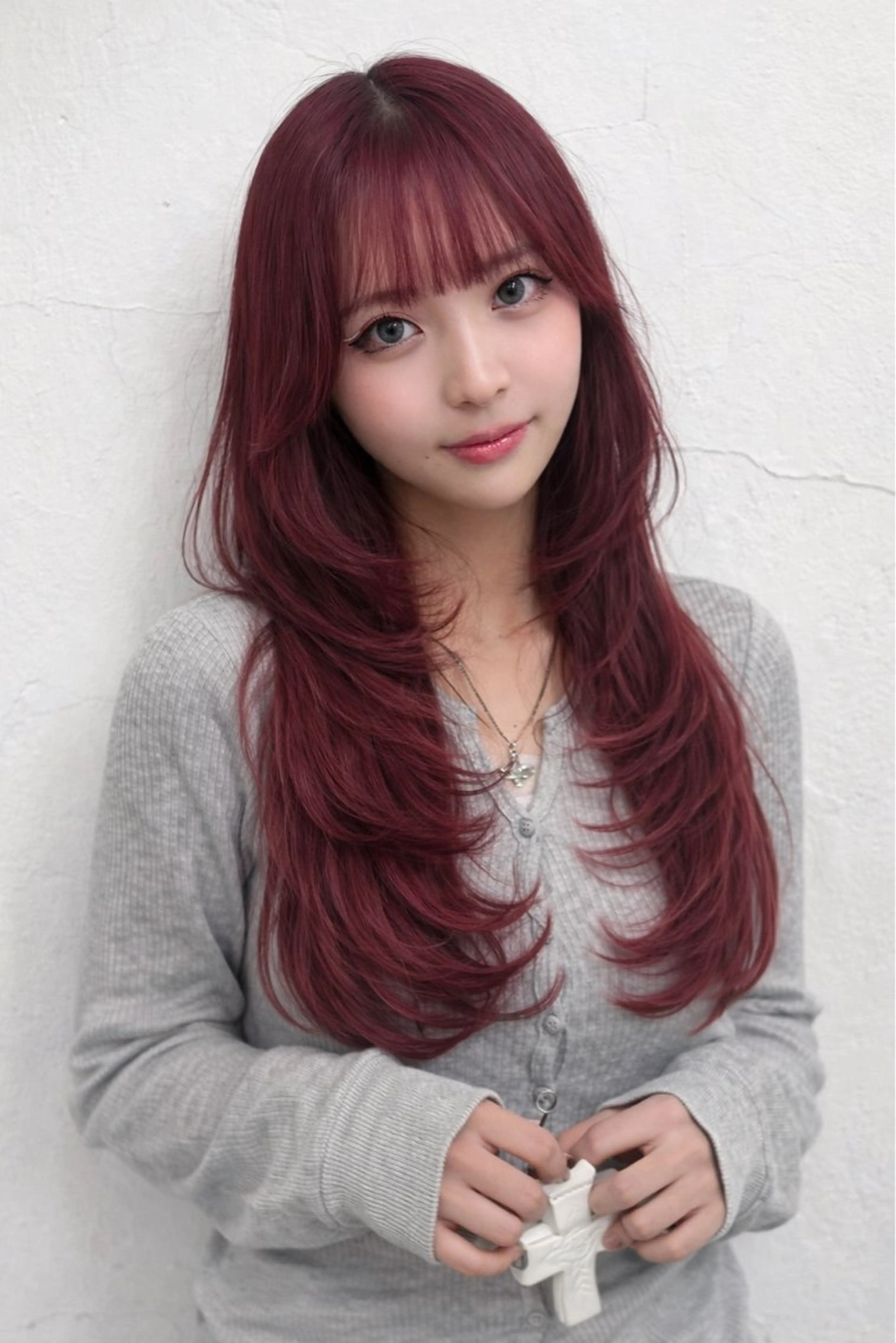 ロング カラー ヘアアレンジ カット ヘアカラー トリートメント ヘッドスパ ヘアセット 韓国レイヤーカット /韓国トレンドカラーのヘアスタイル