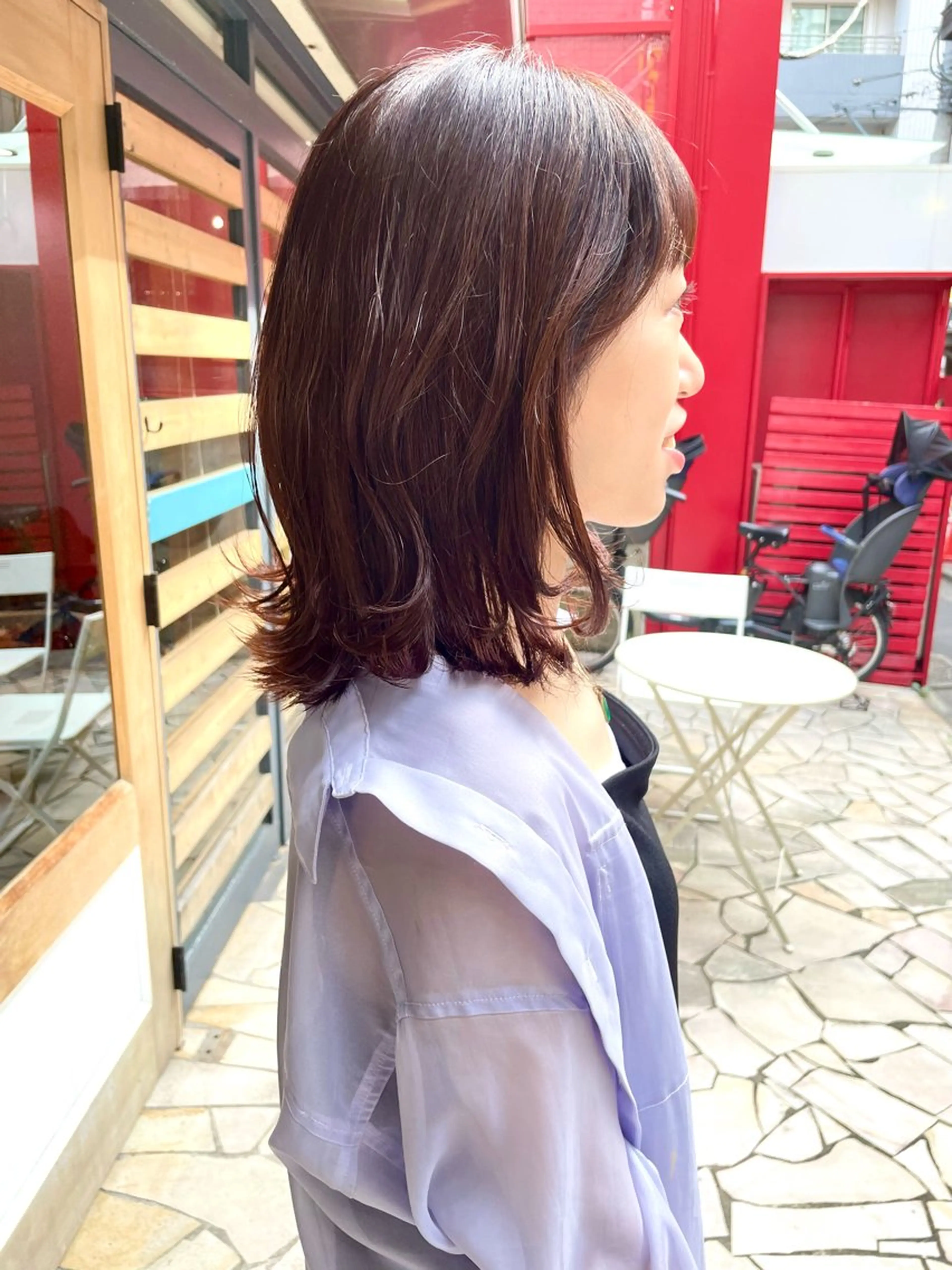 ミディアム カラー カット ヘアカラー トリートメント あずまぐち めぐみのヘアスタイル