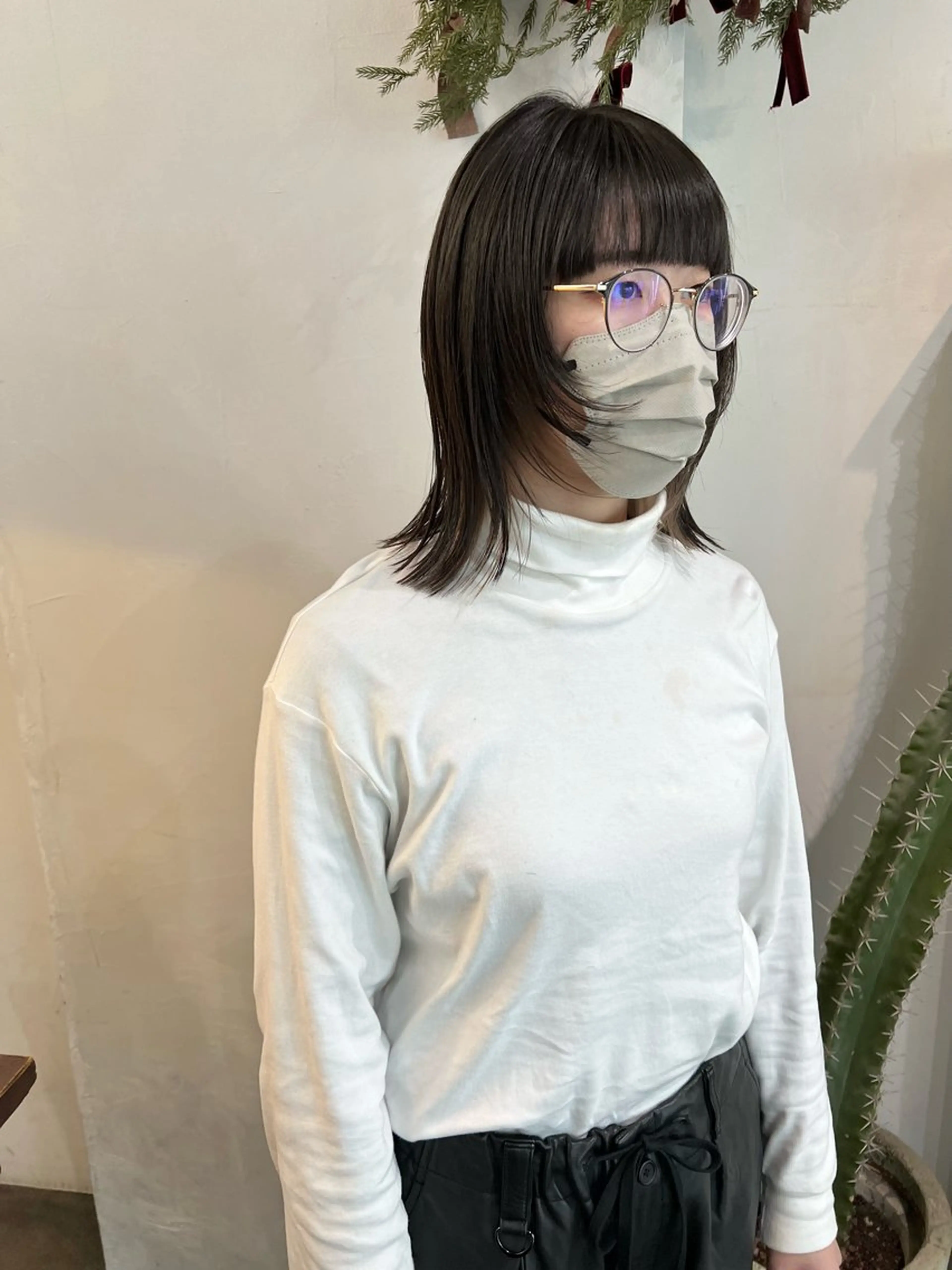 ミディアム カラー ブリーチ イヤリングカラー インナーカラー ボブ 顔まわりレイヤー カット ヘアカラー 千葉 郁也のヘアスタイル