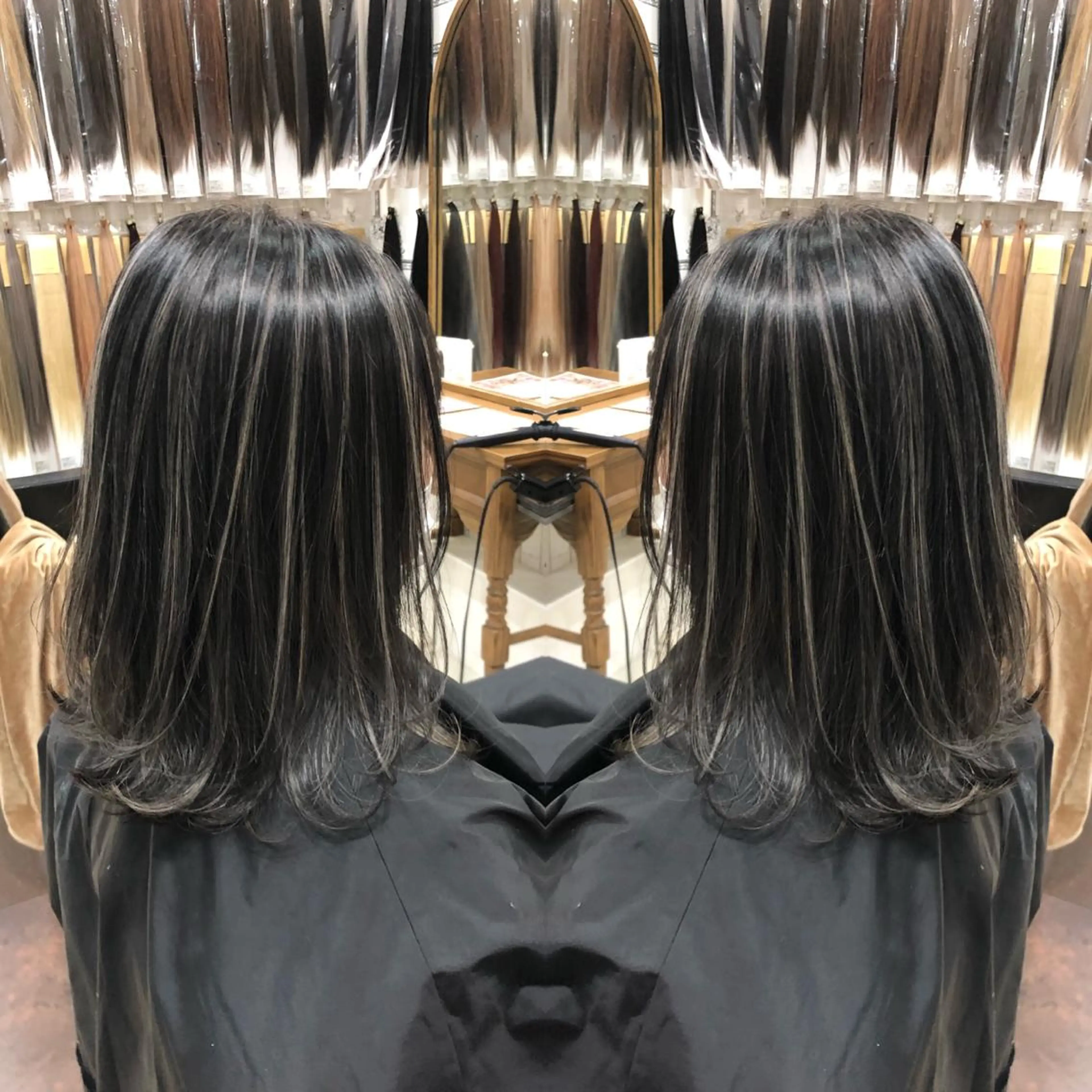 ミディアム ハイライト 得能 雅人のヘアスタイル