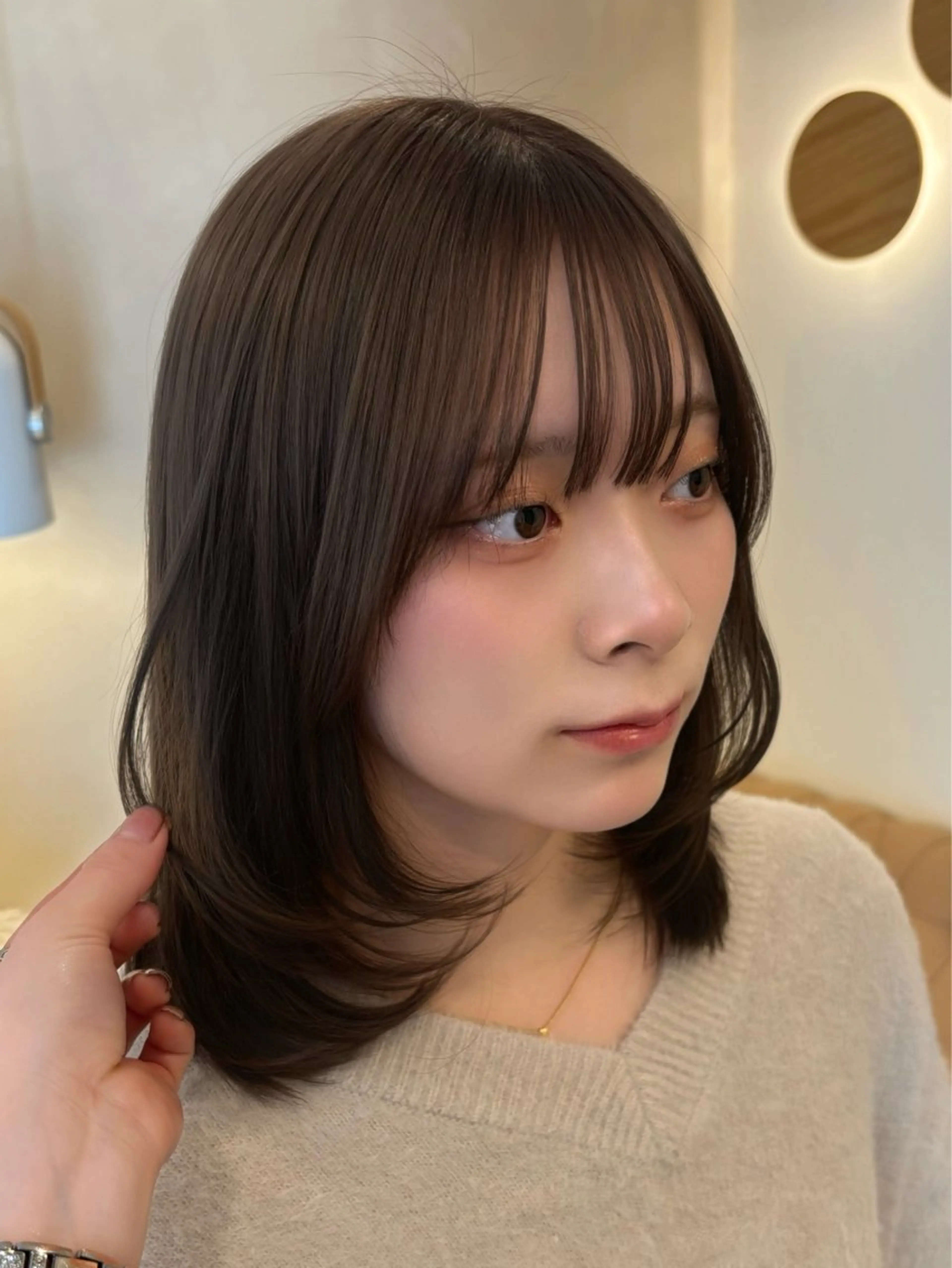 ミディアム カラー カット ヘアカラー トリートメント ミルクティ/ピンク/ レイヤー/yuriaのヘアスタイル