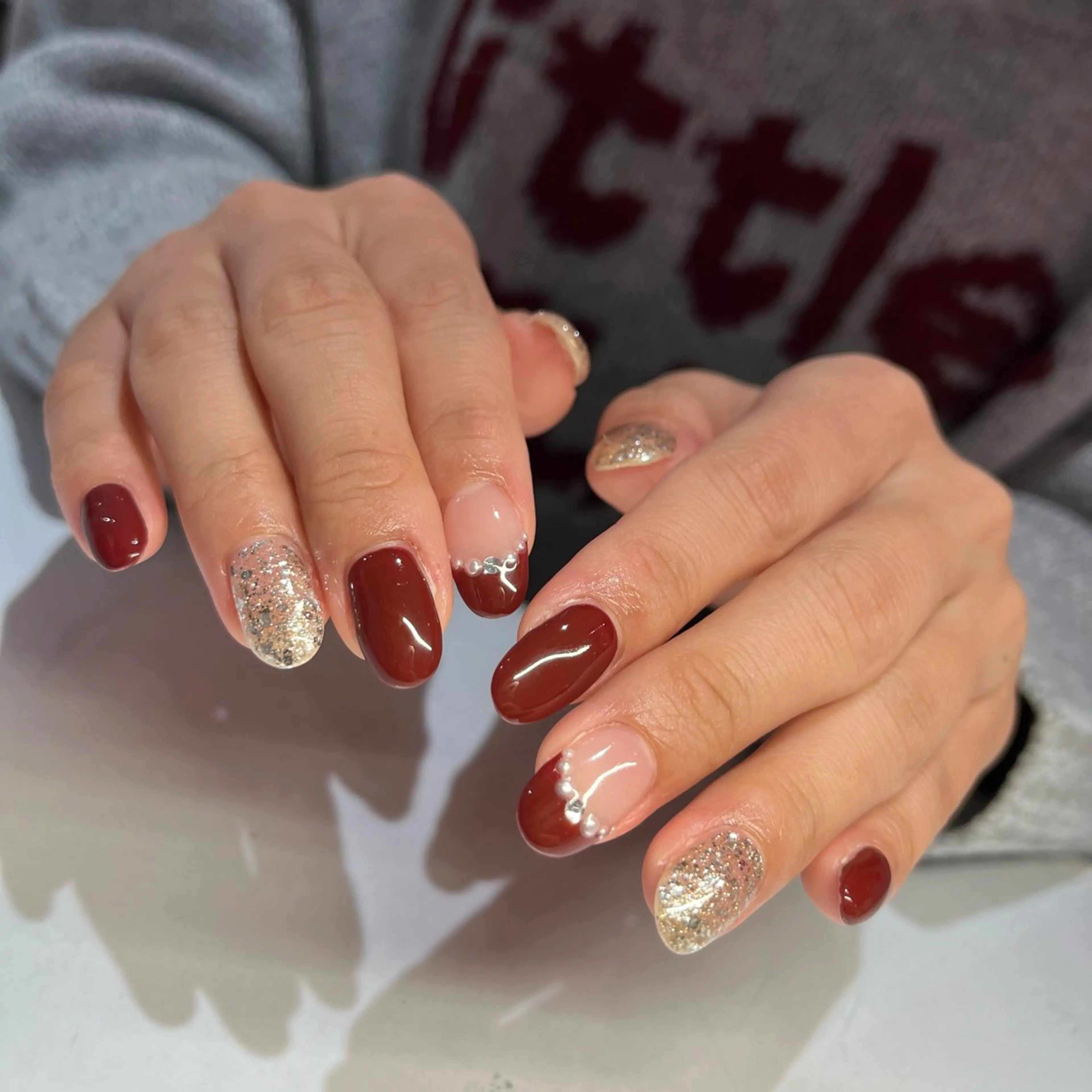 ネイル ボルドー フレンチネイル CLALA MIYUのネイルデザイン