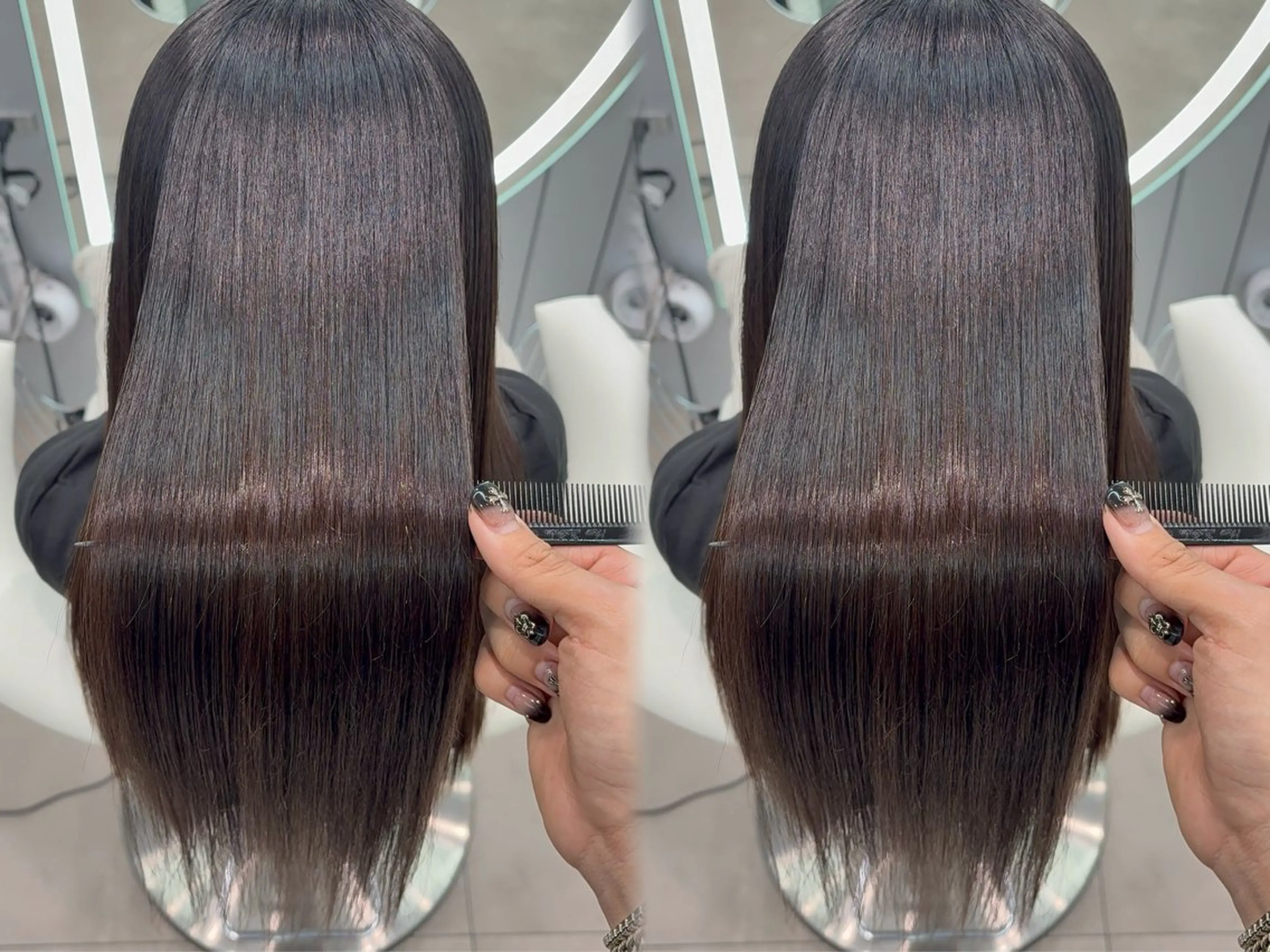 ロング カラー ヘアアレンジ アッシュ 黒髪 ブリーチ ブルーカラー ブルーブラック カット ヘアカラー 縮毛矯正 トリートメント ヘアセット 大宮‎縮毛矯正🩵 レイヤー　佐藤和のヘアスタイル