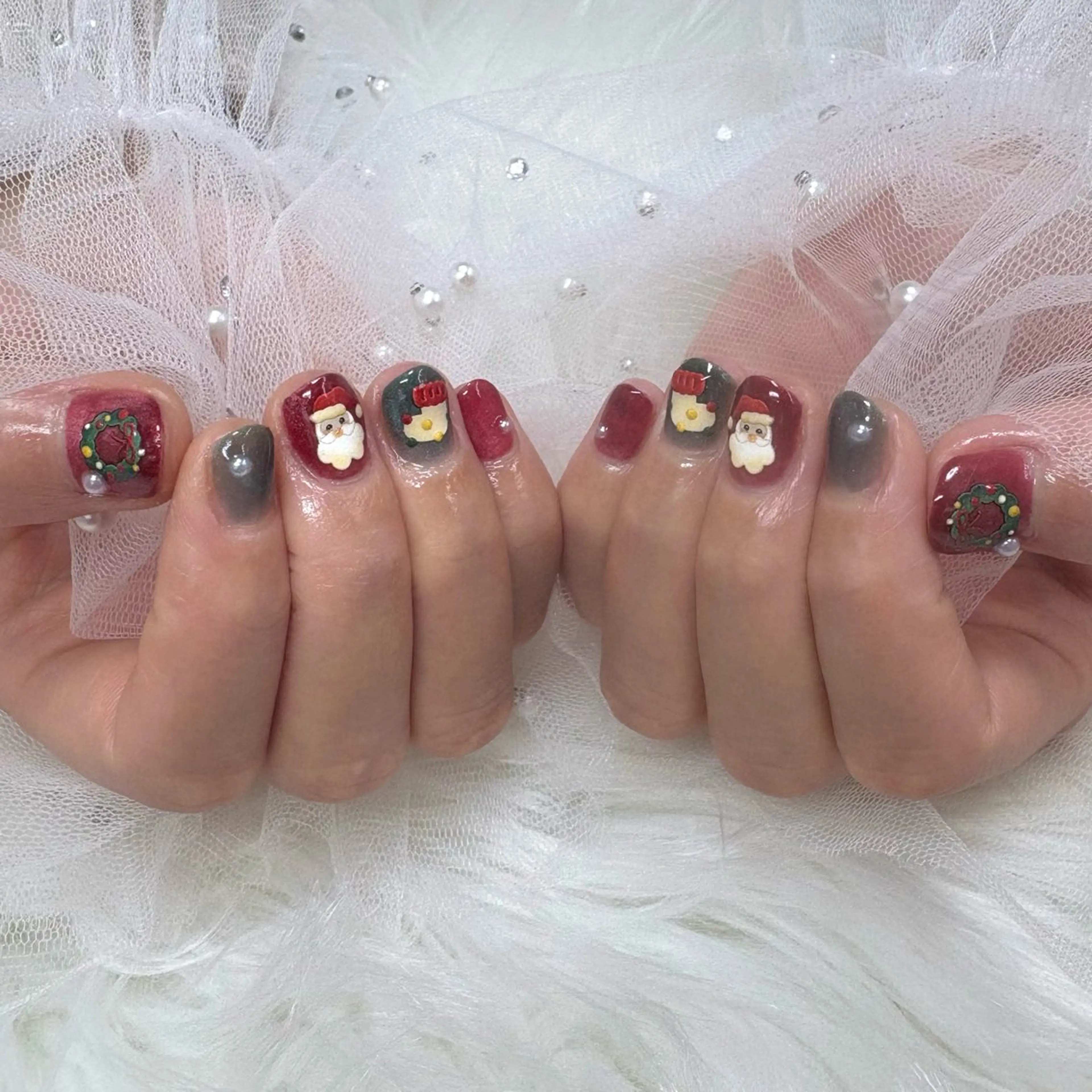 ネイル マグネットネイル 冬ネイル クリスマス ハンドネイル SHINE nail salonのネイルデザイン