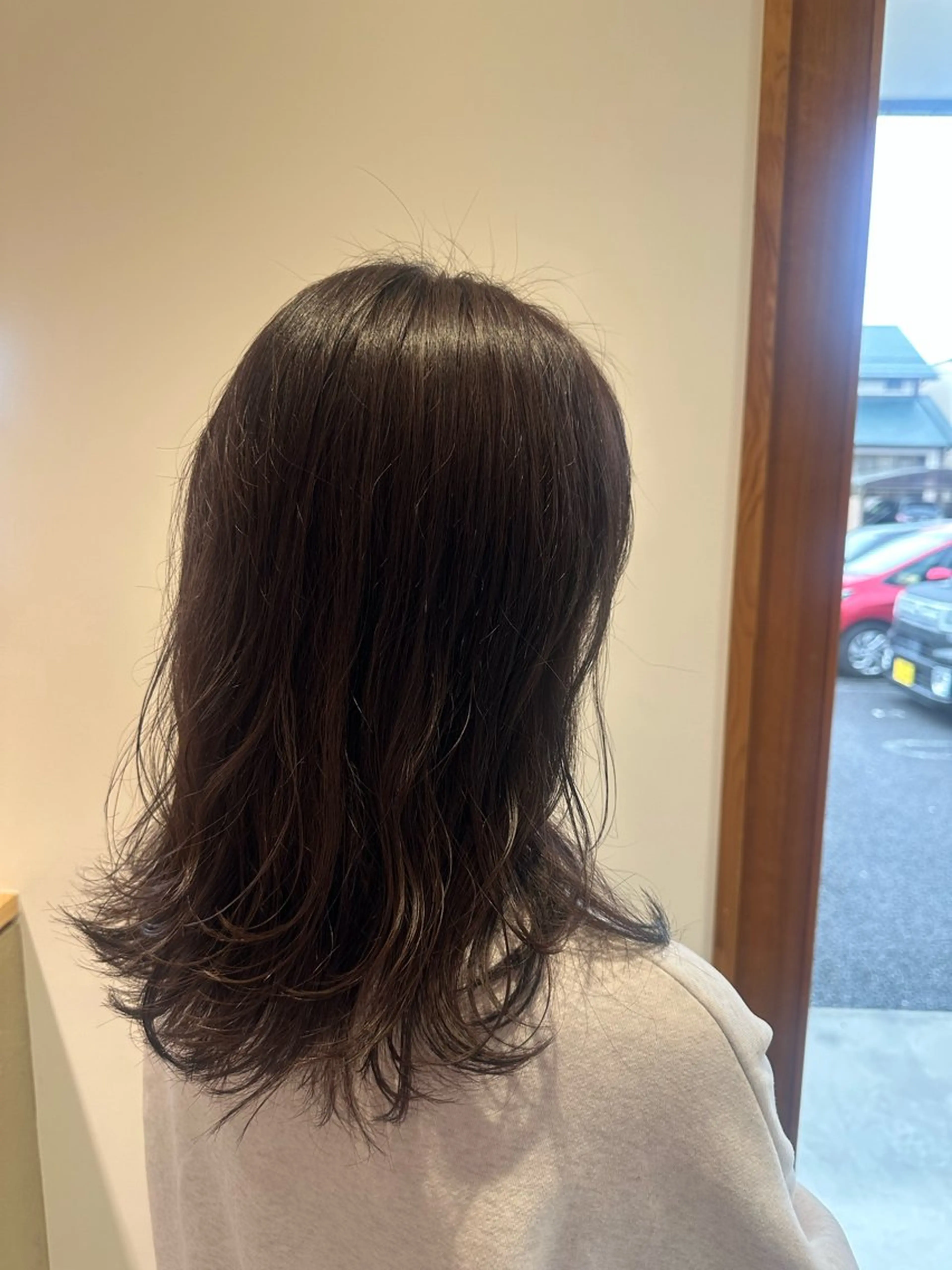 セミロング カット ヘアカラー レイヤー/蟹江/ くすみカラー/川口のヘアスタイル