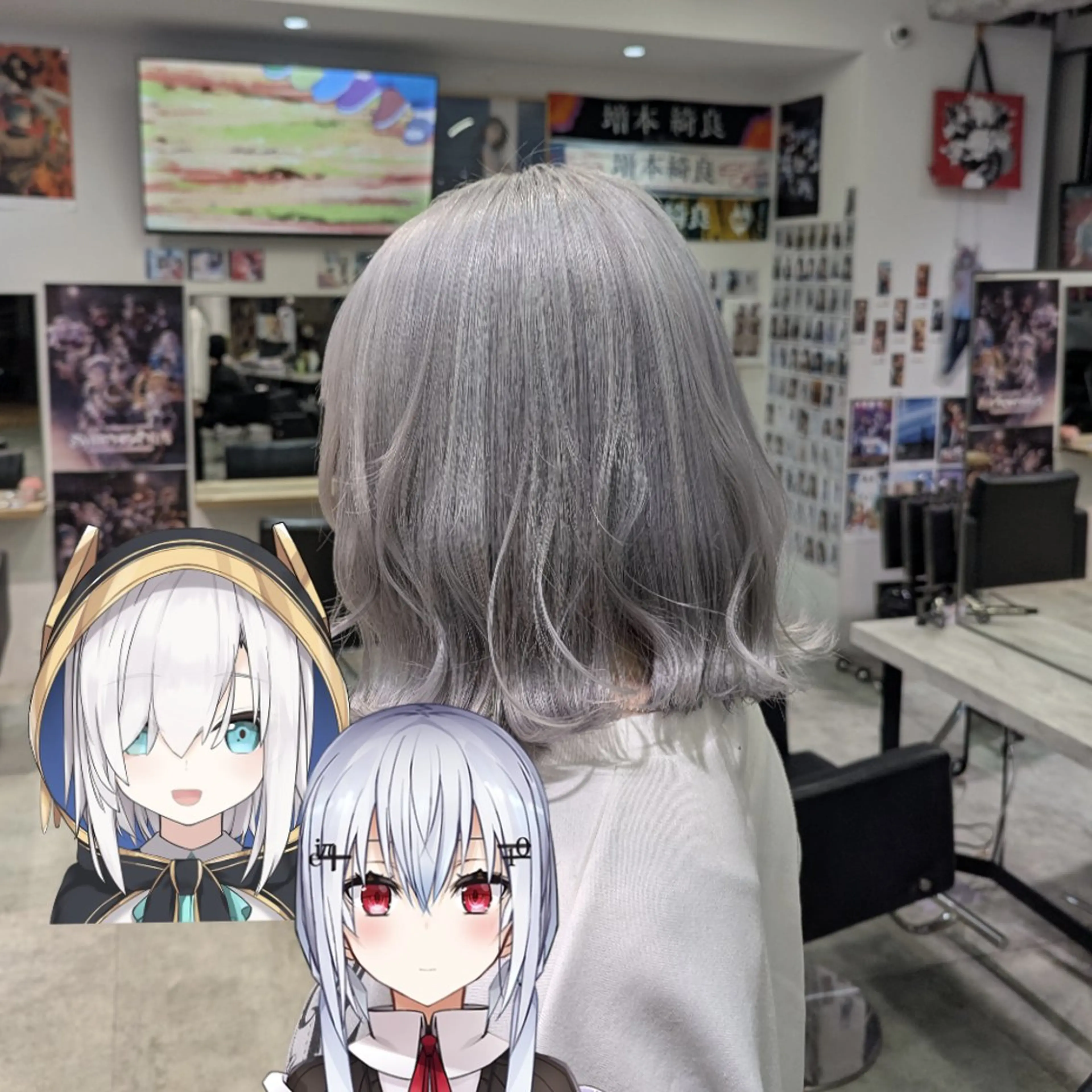 ミディアム カラー ブリーチ ダブルカラー ハイトーンカラー シルバー ホワイトシルバー 推しカラー🦉にじさ んじカラー🌈🕒✨のヘアスタイル