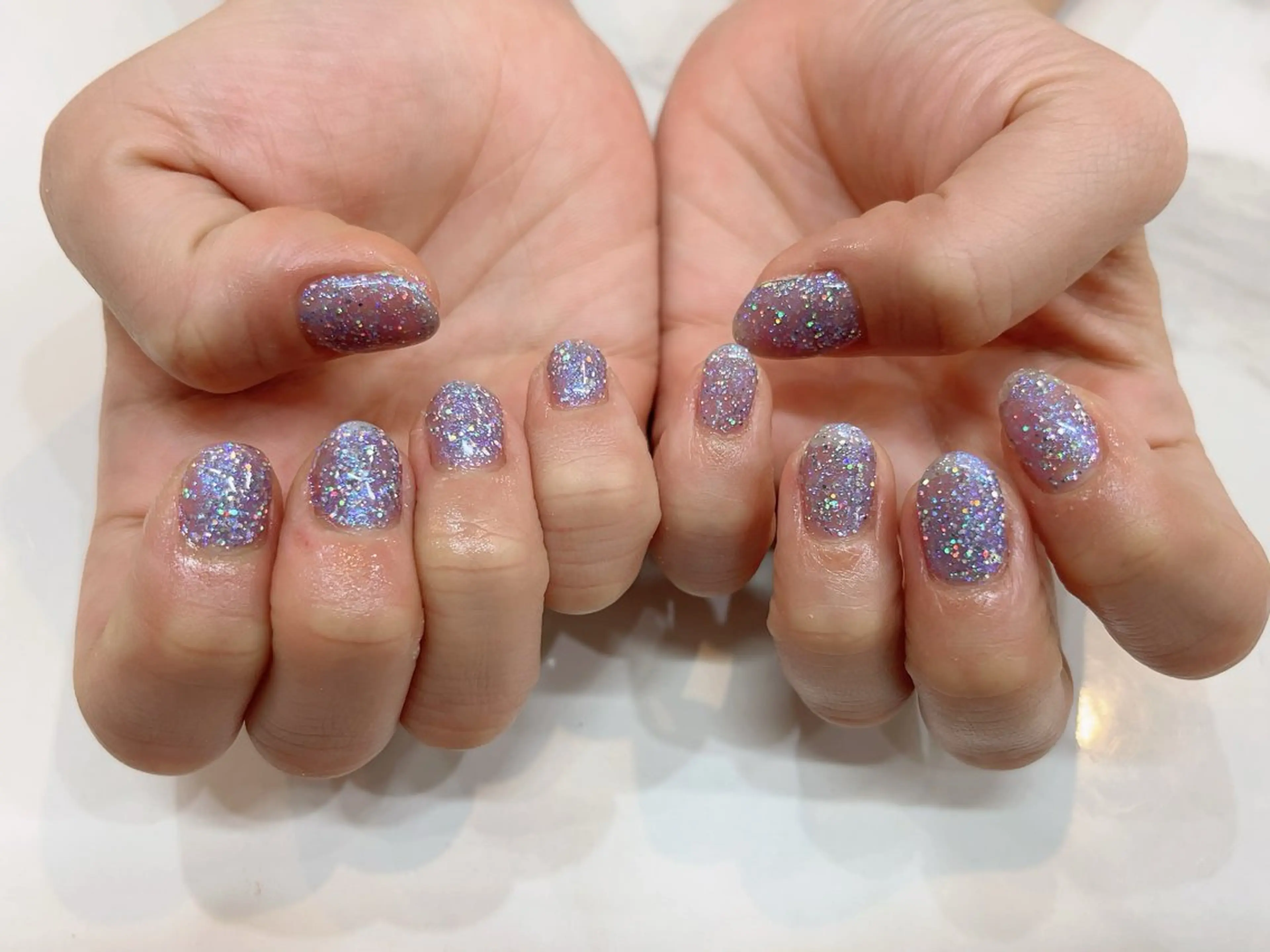 ネイル ラメ(グリッター) ワンカラーネイル ハンドネイル ハンドケア LAZO所属・あおやぎ ゆきこのネイルデザイン