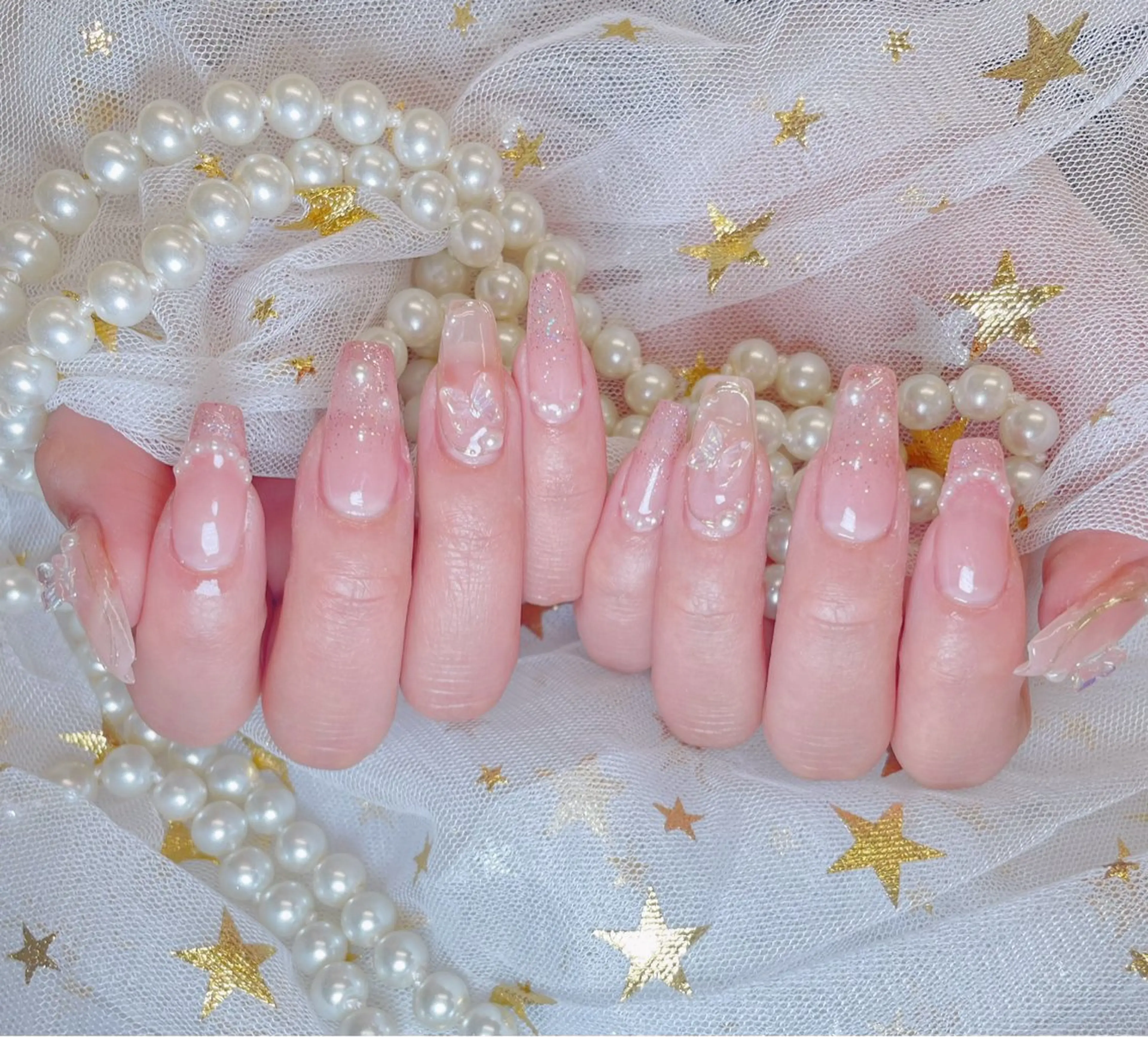 ネイル アートネイル 韓国ネイル 水色 ロングネイル マグネットネイル ハンドネイル ハンドケア NailDemure 【銀座店】のネイルデザイン