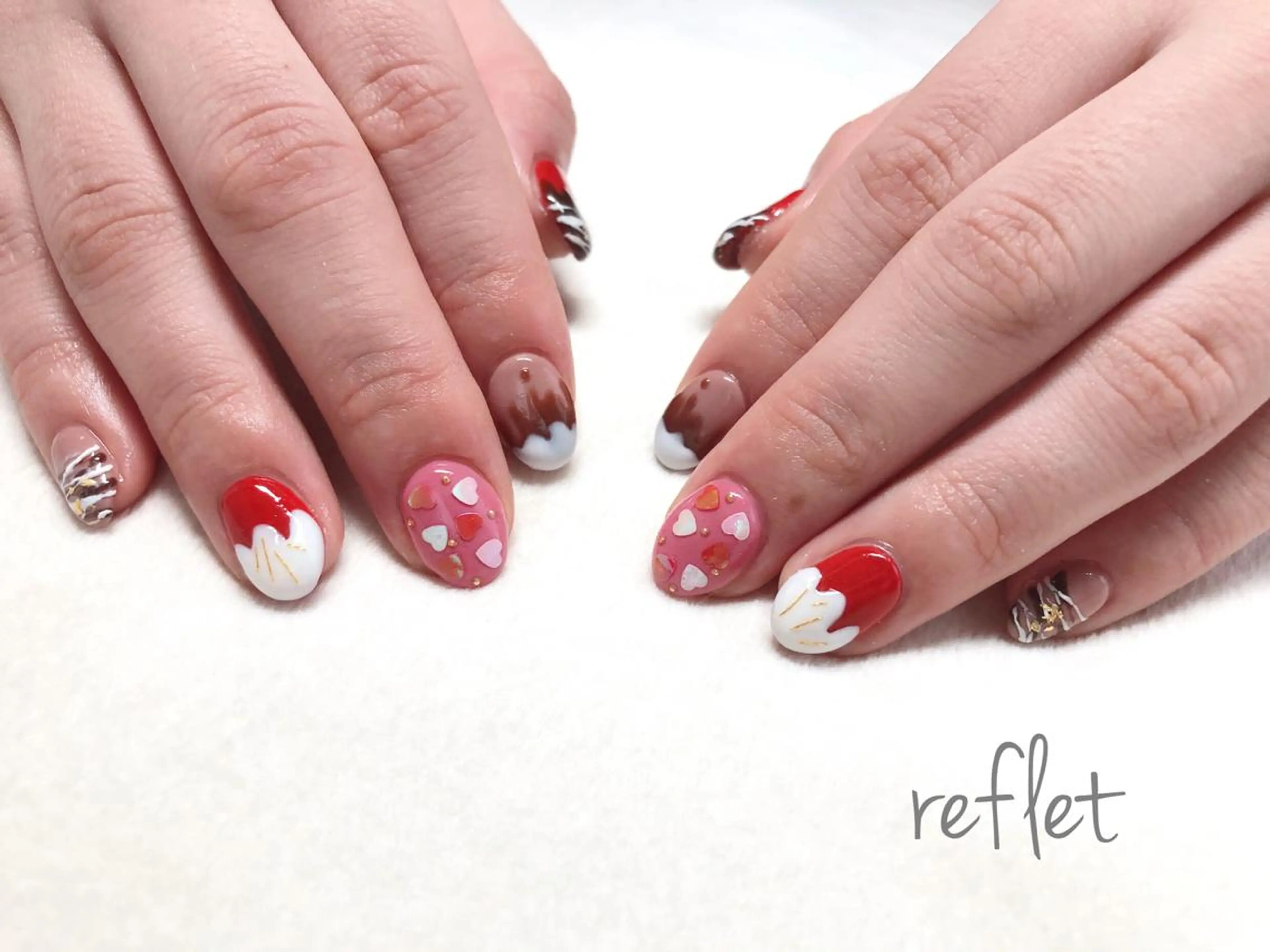 ネイル バレンタイン ハンドネイル reflet nailのネイルデザイン
