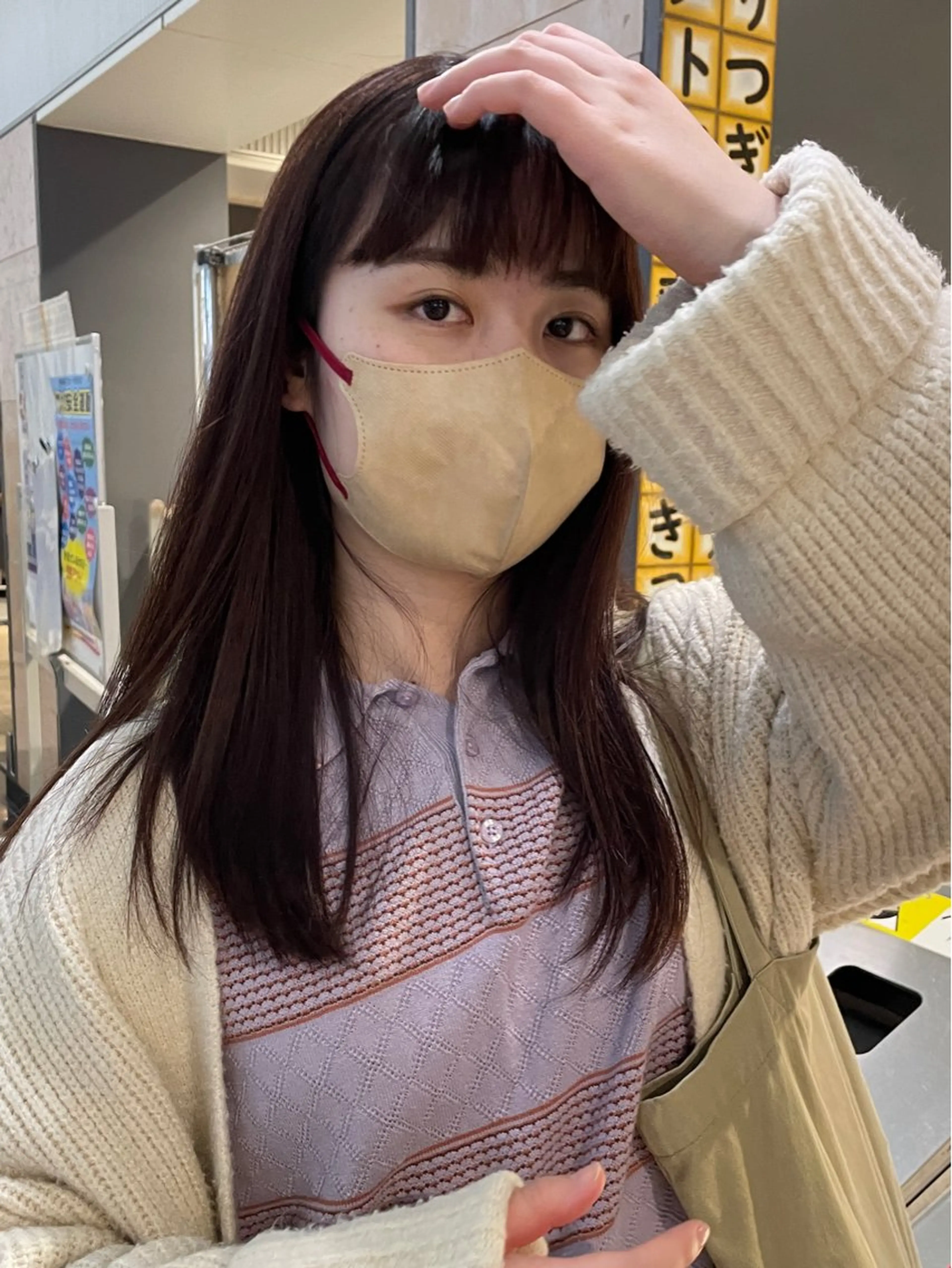 セミロング カラー ブリーチ ブリーチなしカラー ブリーチ無し透明感 ケアカラー🌿かなみのヘアスタイル