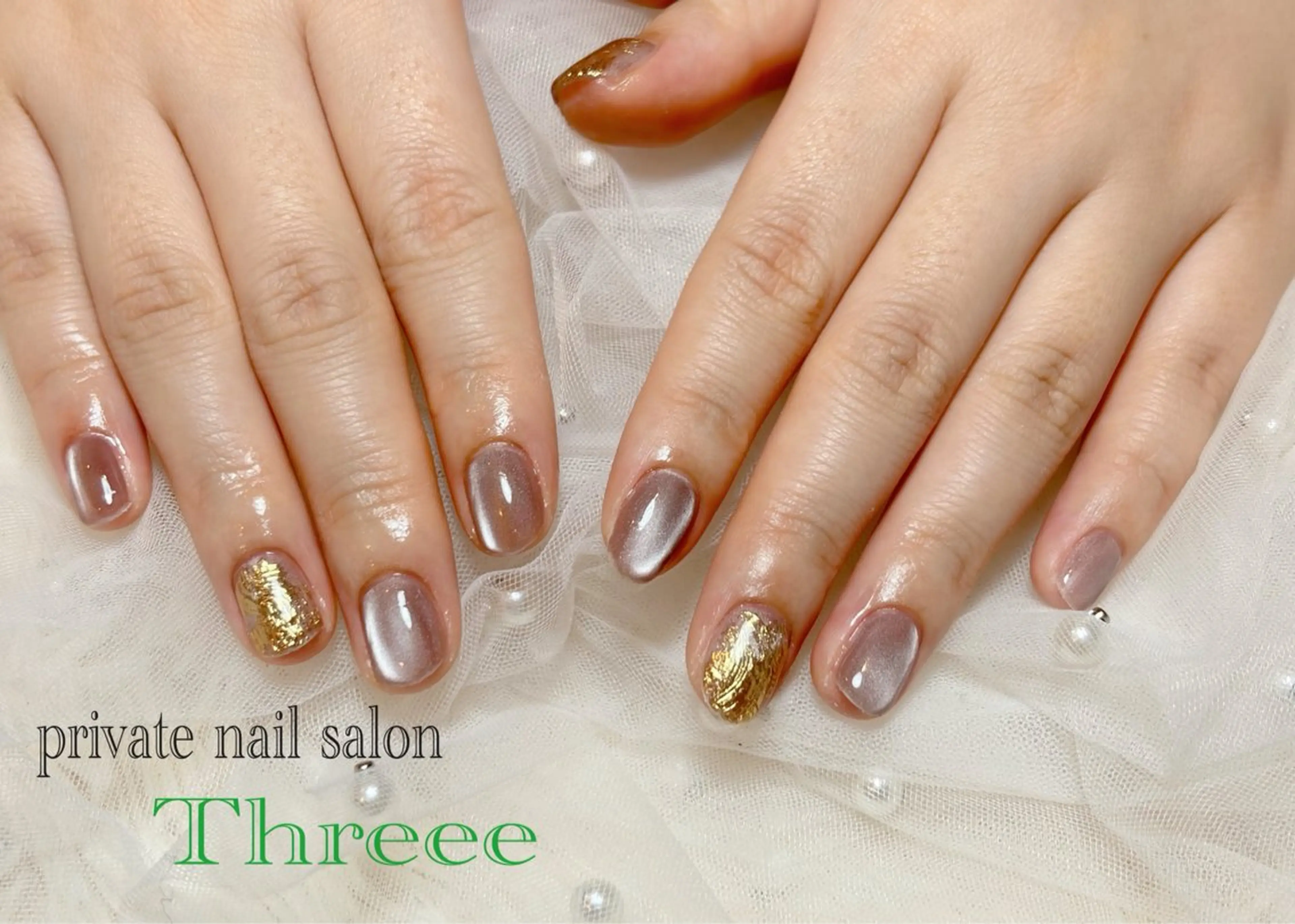 ネイル マグネットネイル ミラーネイル ハンドネイル Nail salon - Threee　-のネイルデザイン