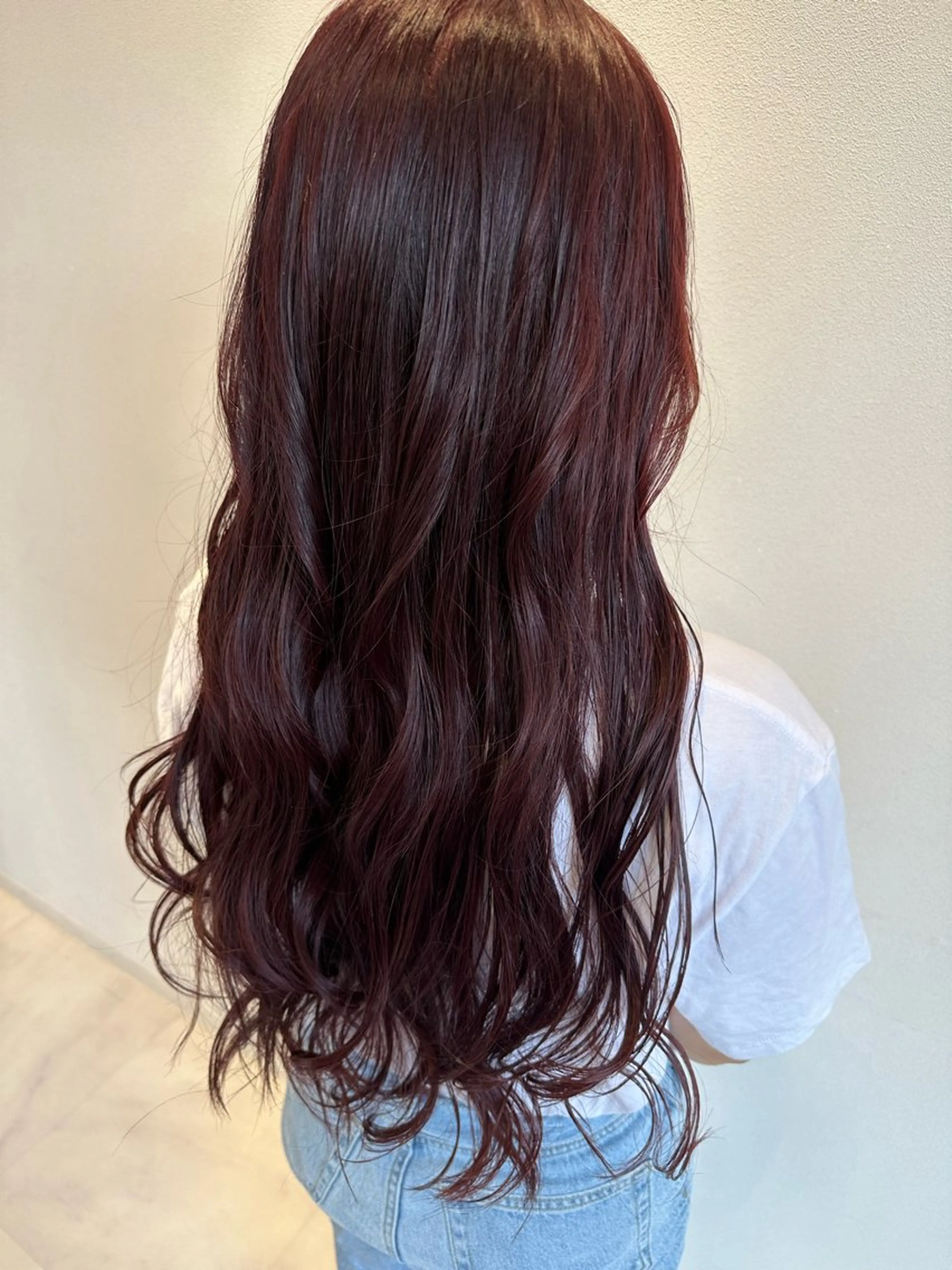 ロング カラー レッドカラー 💘韓国カラー💘 クルミのヘアスタイル