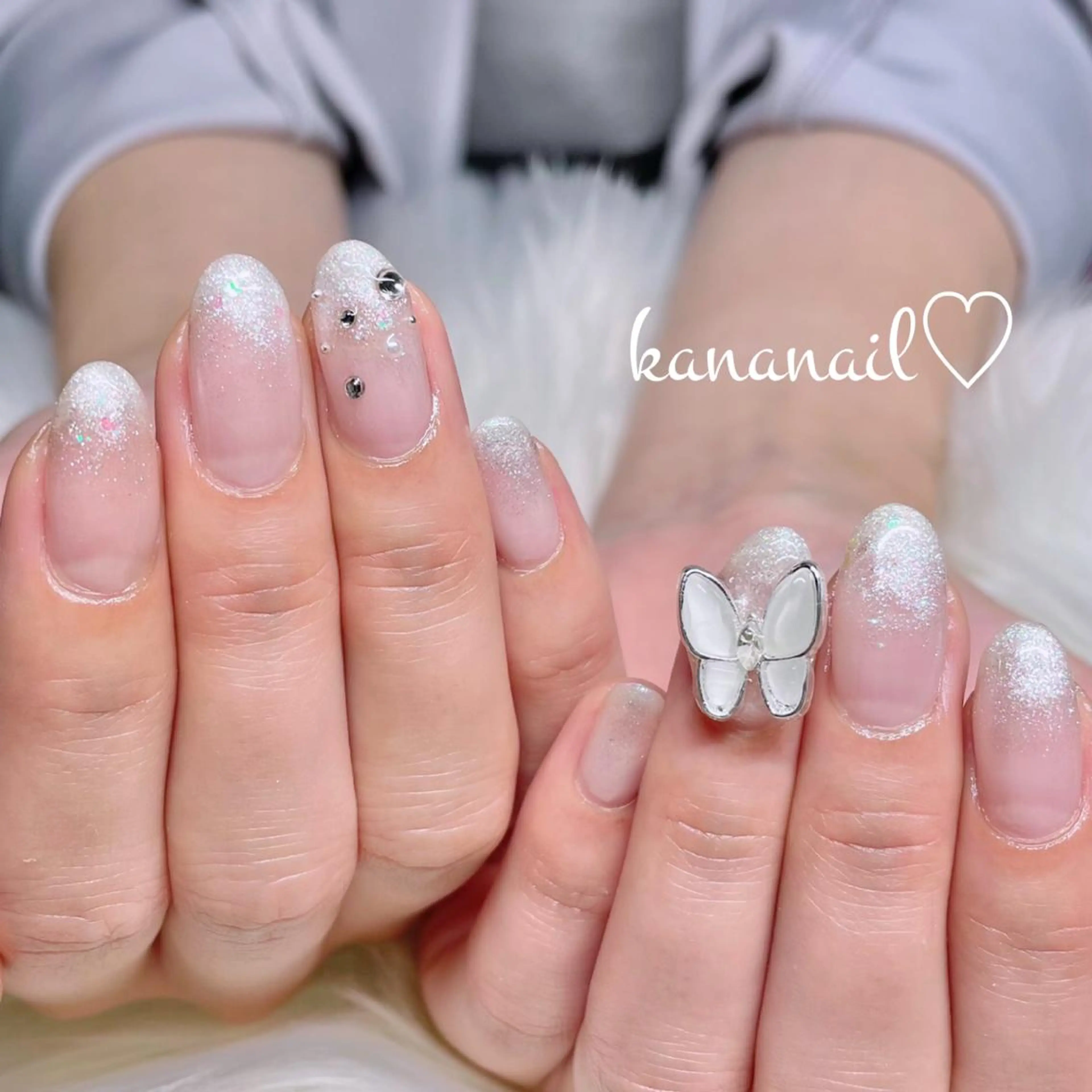 ネイル ラメ(グリッター) ラメグラデーション ハンドネイル kananail ♡のネイルデザイン