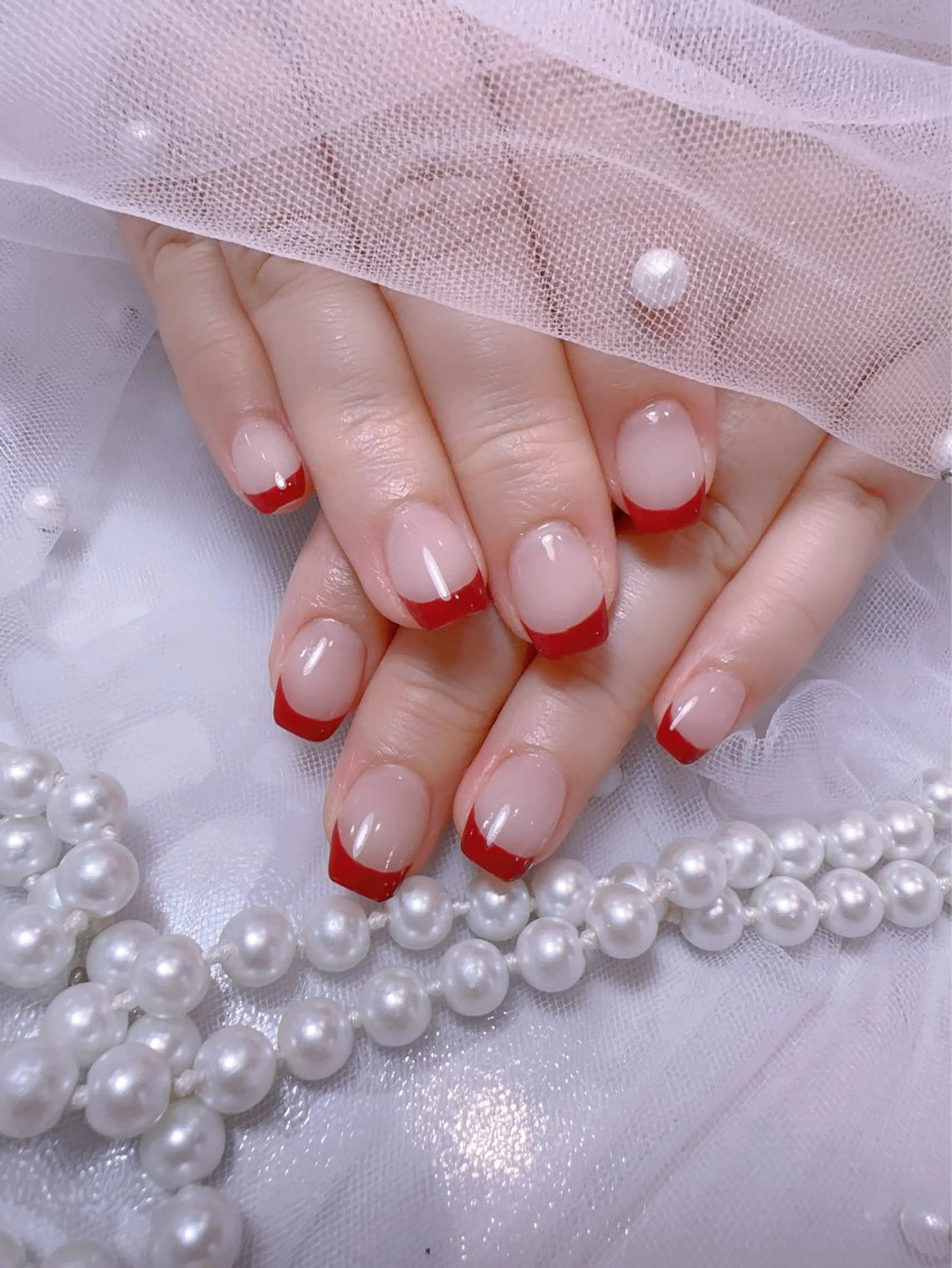 ネイル アートネイル フラッシュネイル フレンチネイル ジェルネイル ガラスフレンチ ハンドネイル You&Me Miyuのネイルデザイン