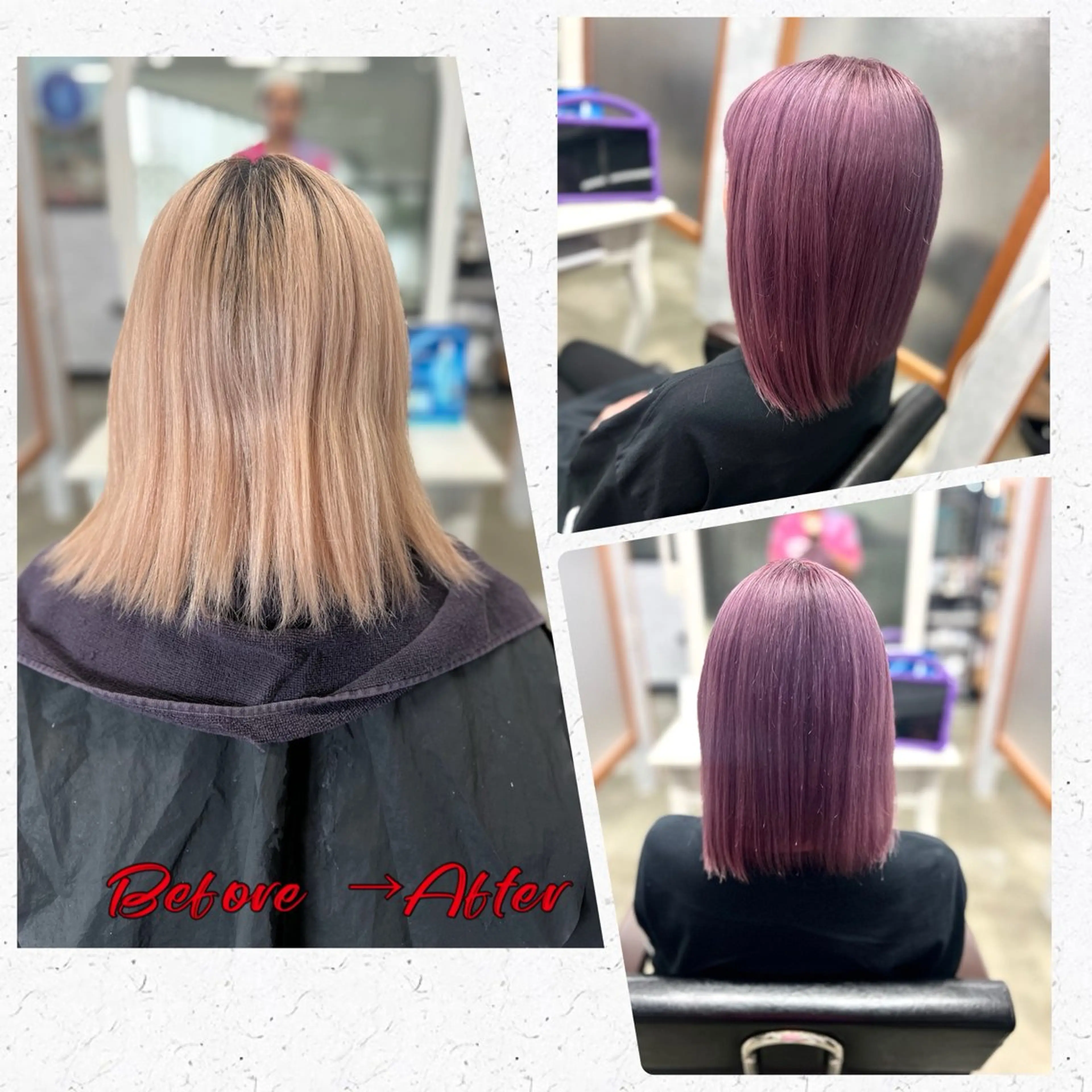 ミディアム カラー ブリーチ ピンクカラー ピンクパープル パープルカラー ヘアカラー Style Tのヘアスタイル