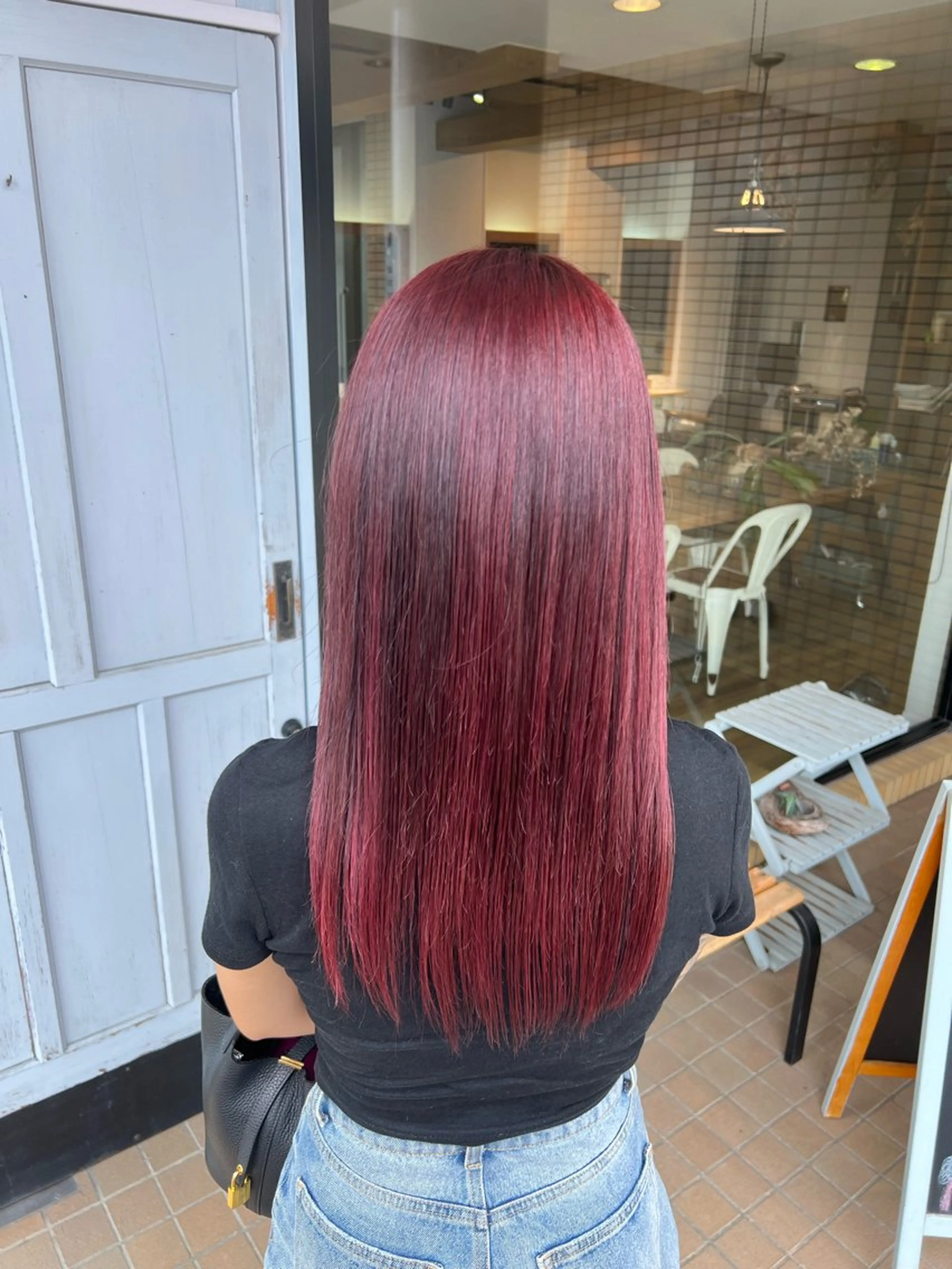 セミロング カラー レッドカラー カット ヘアカラー トリートメント 堀 望美のヘアスタイル