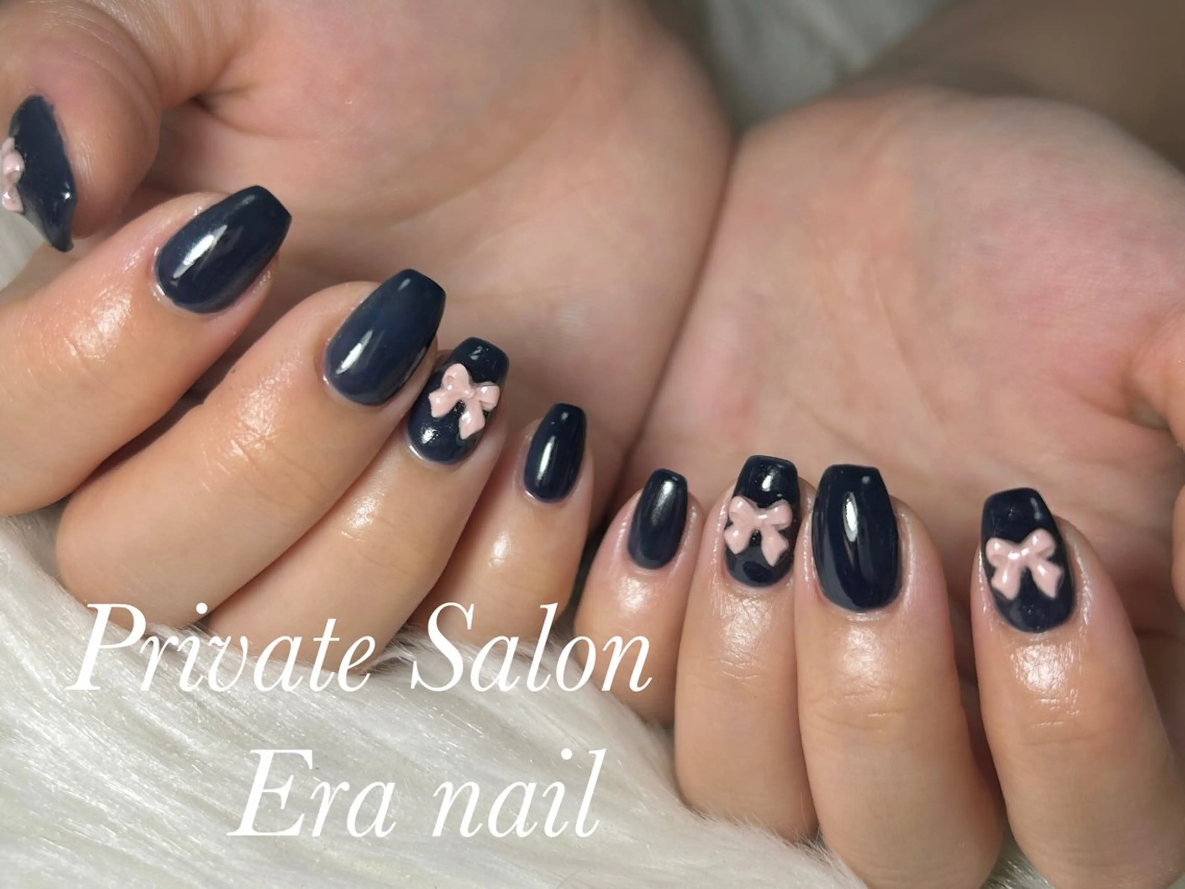 ネイル ワンカラーネイル リボン ハンドネイル Era nailのネイルデザイン