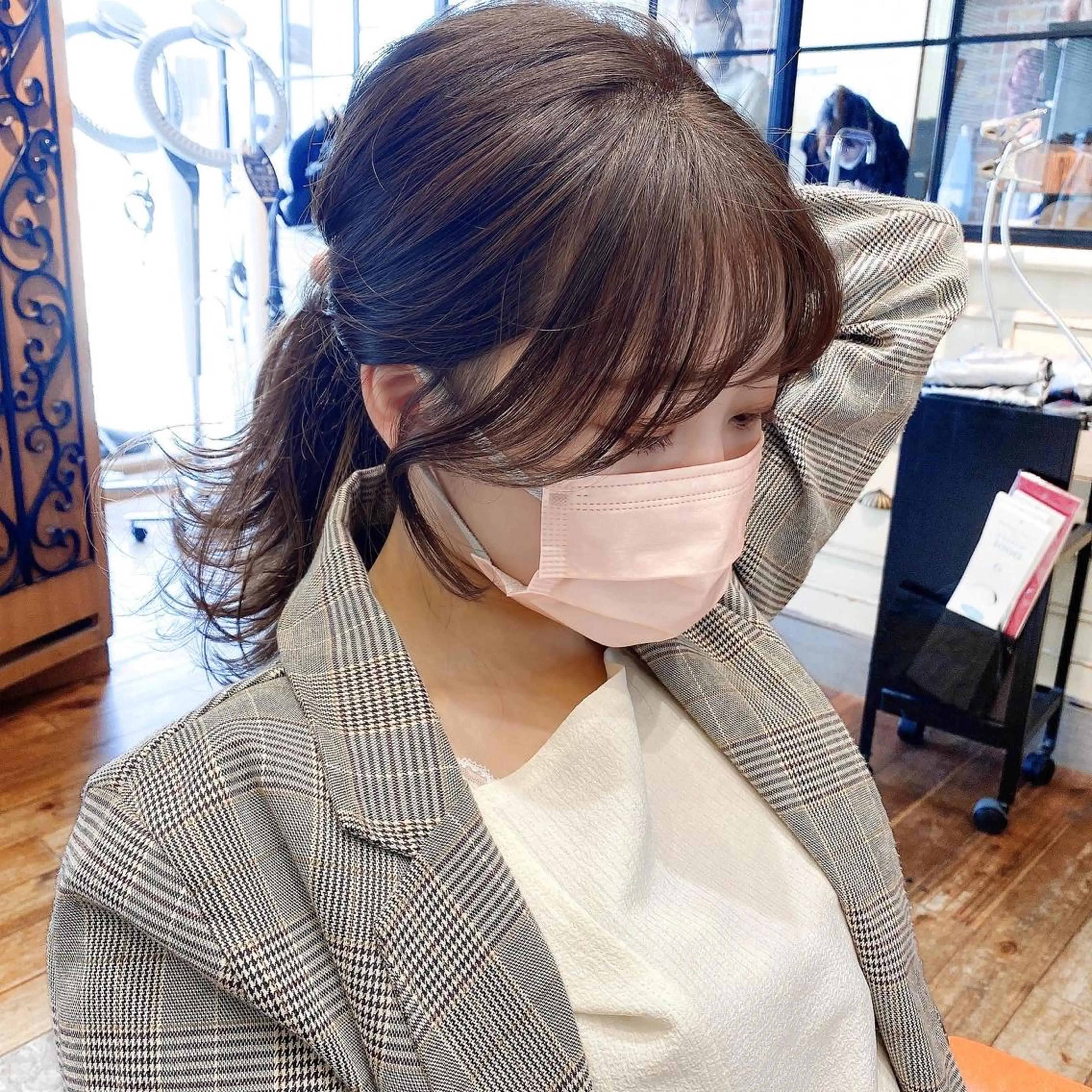 セミロング カラー ベージュカラー ブラウンカラー ブラウンベージュ くびれヘア 顔周りカット カット ヘアカラー 顔周り/くびれヘア 韓国ヘア💕風間るなのヘアスタイル