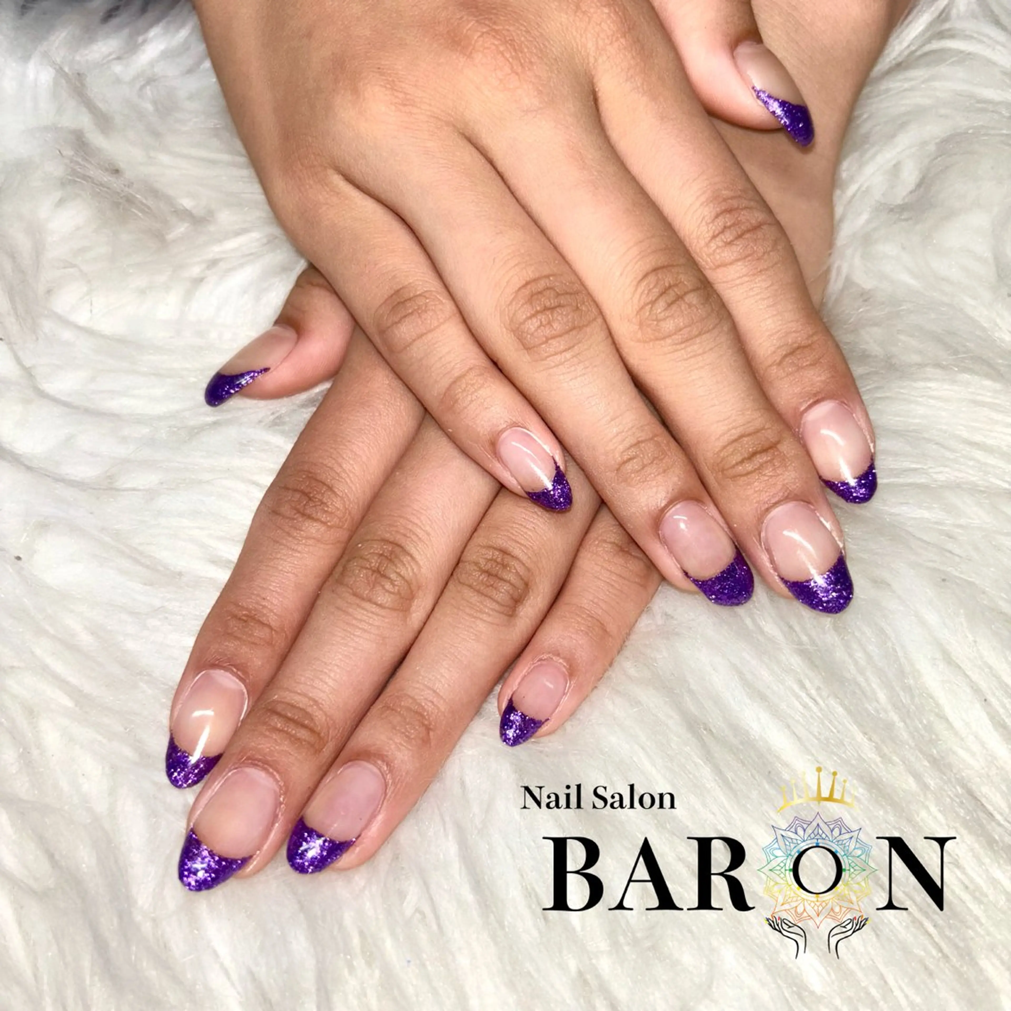 ネイル フレンチネイル キラキラネイル ラメ(グリッター) ハンドネイル ♛︎BARON♛︎ MASHIROのネイルデザイン