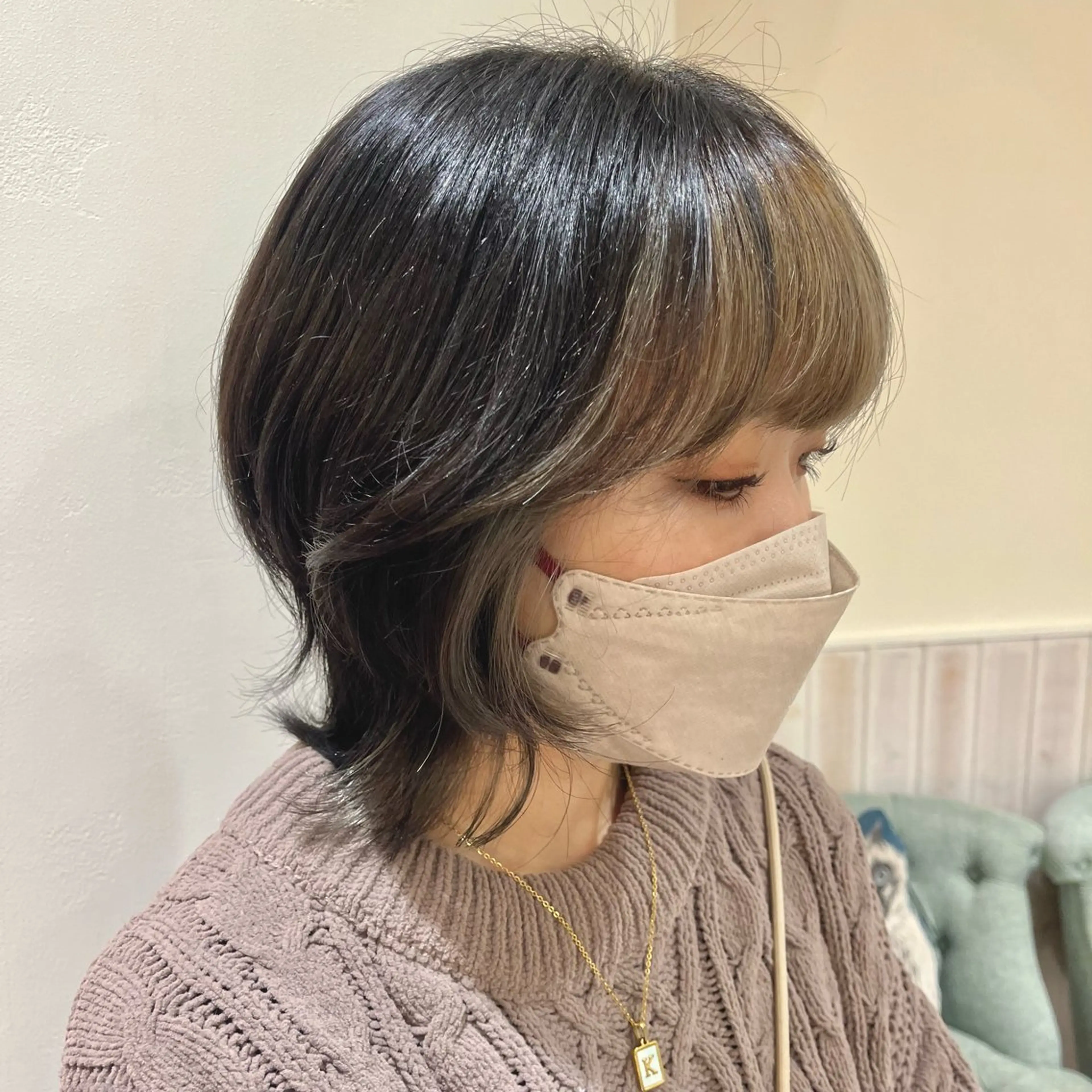 ショート カラー ミストバング  フェイスフレーミング YUMEKA🩶/ 透明感カラー🥣のヘアスタイル