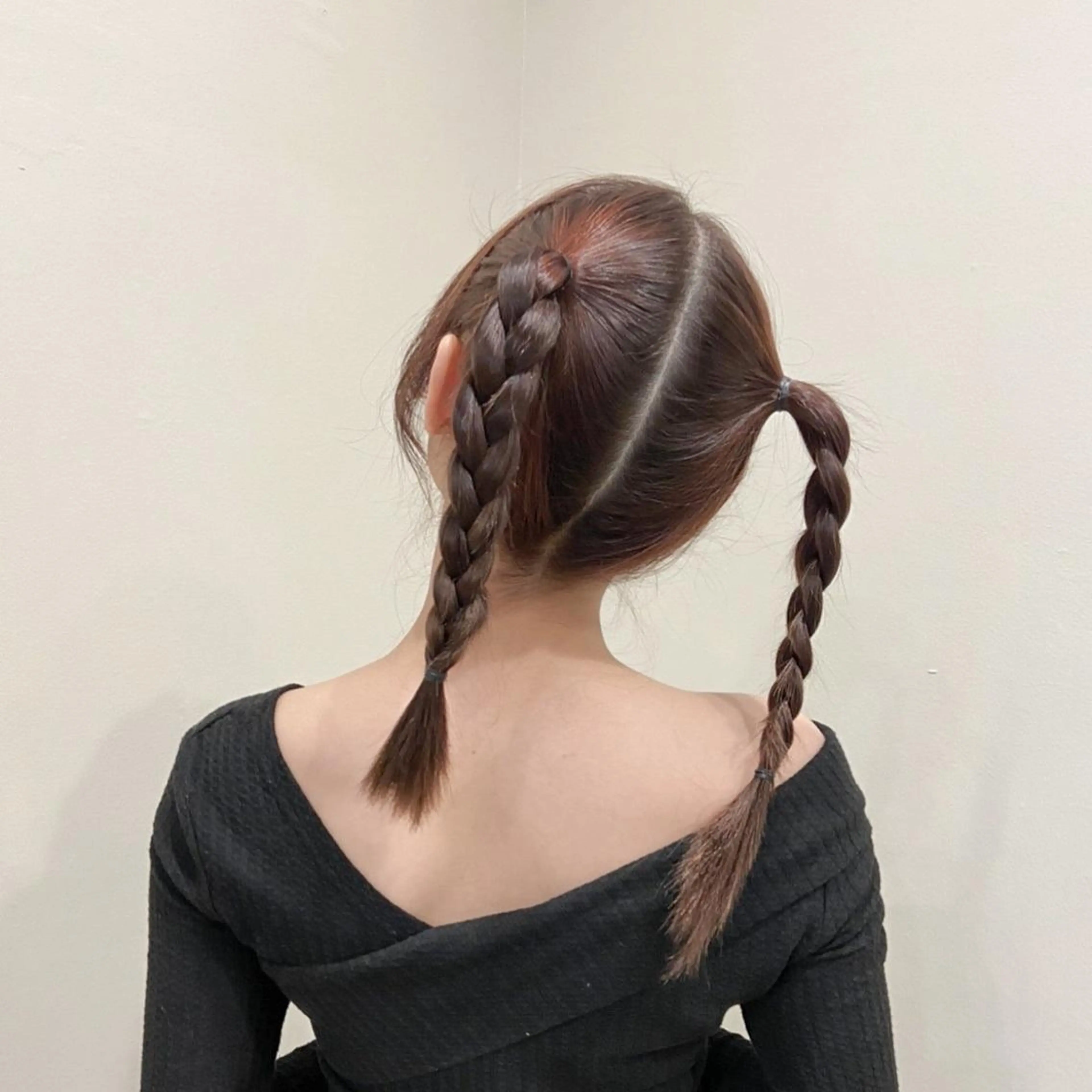 セミロング ヘアアレンジ 三つ編み ヘアセット ワタナベ リリコのヘアスタイル