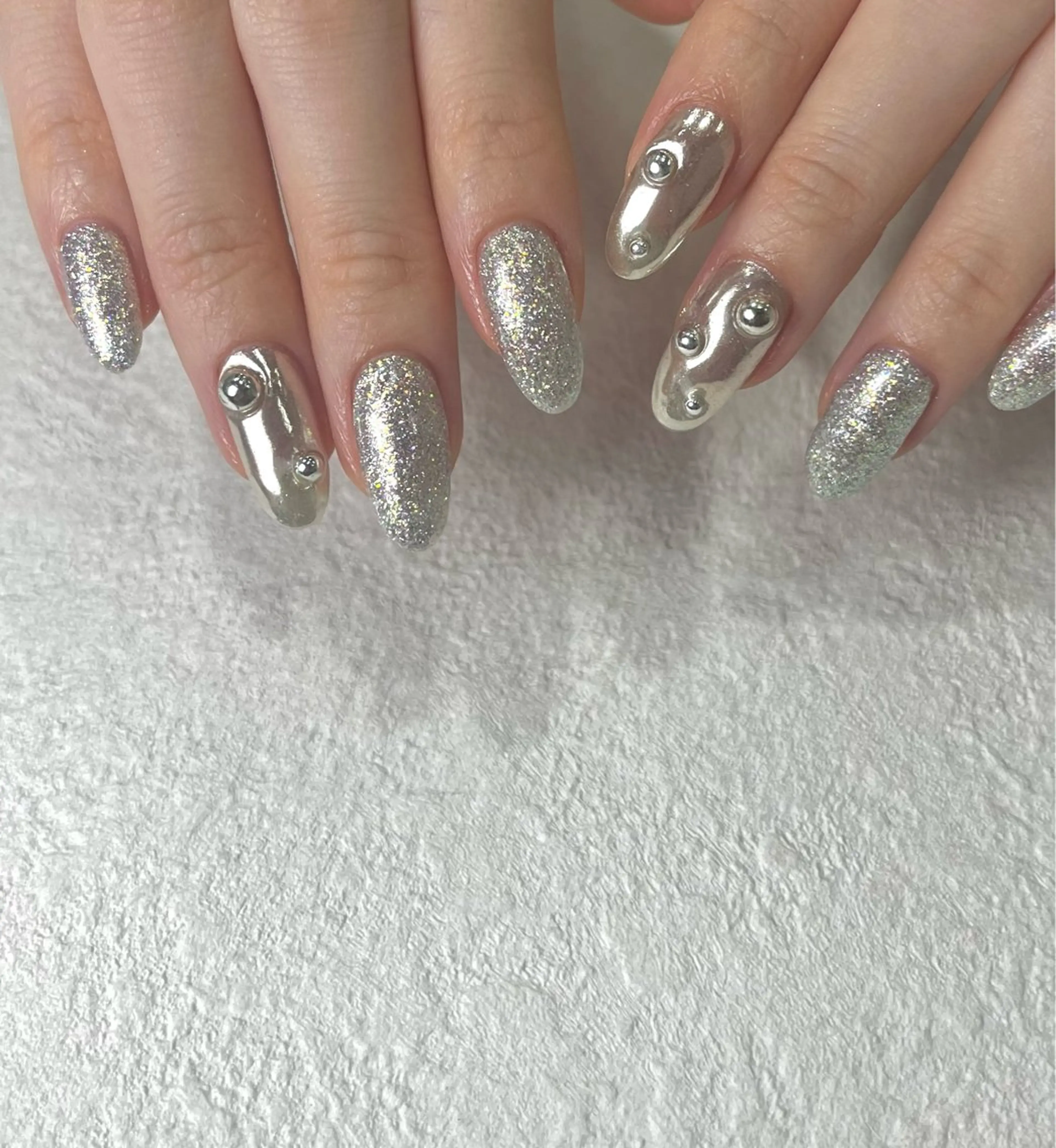 ネイル オーロラネイル 氷ネイル・うるうるネイル ラメ(グリッター) ロングネイル ミラーネイル ハンドネイル para ☀︎ sol by BECK所属・Para Sol nail　Maoのネイルデザイン