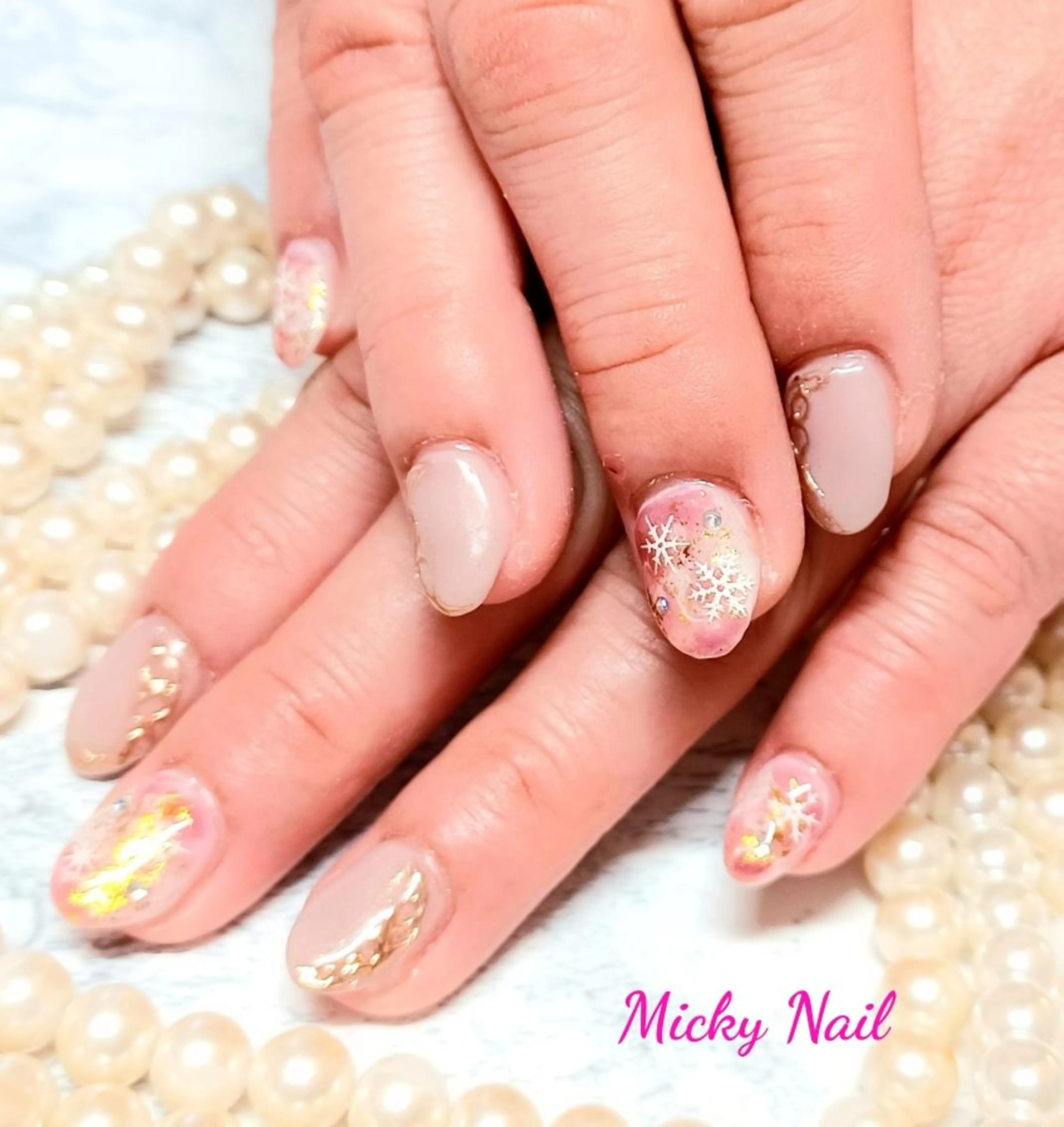 ネイル 大理石ネイル(マーブル) オフィスネイル ピンク Micky nail chikushinoのその他イメージ
