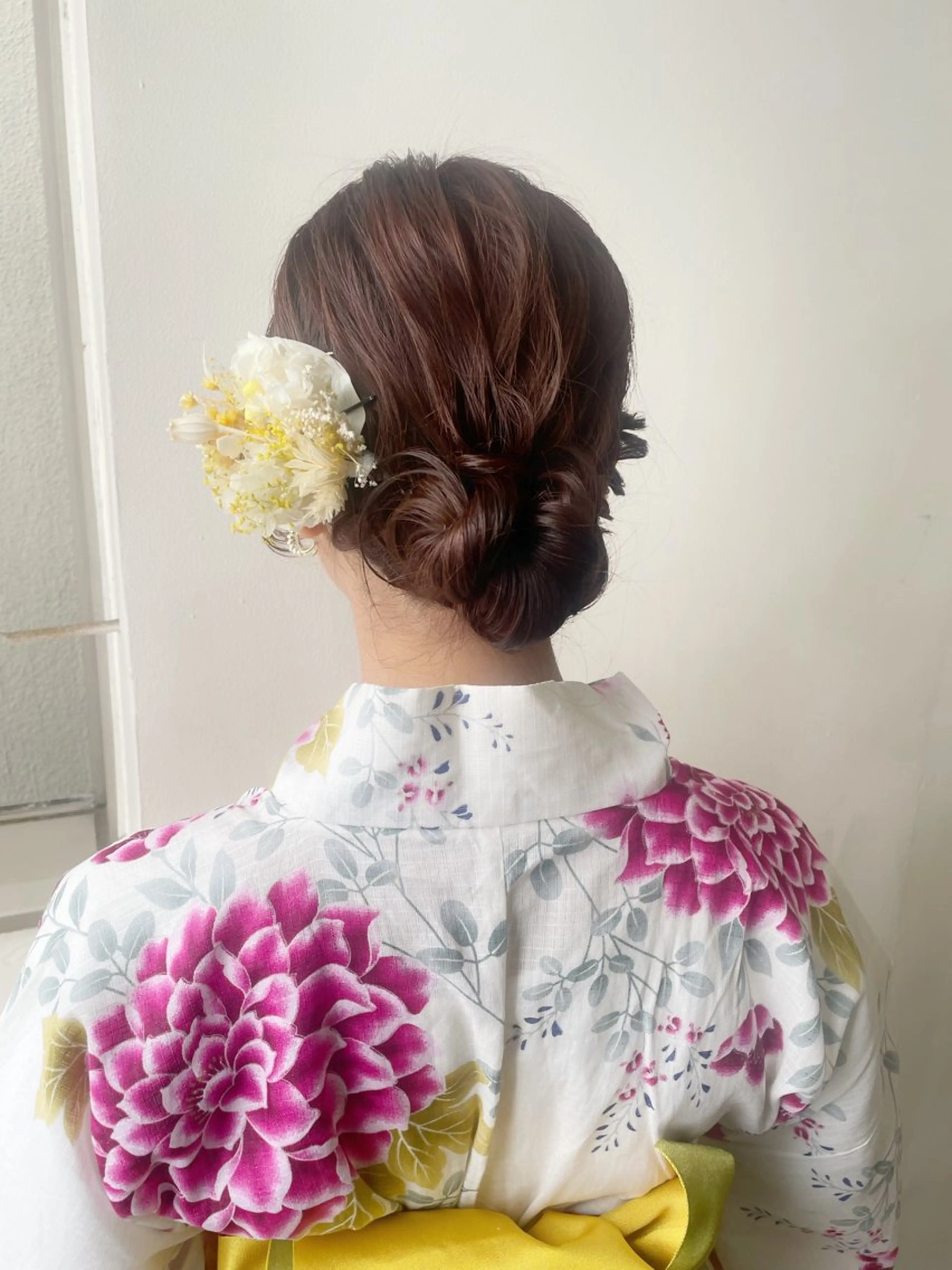 セミロング お団子ヘア 浴衣 ヘアセット ✨透明感ケアカラー✨ 長野ゆきなのヘアスタイル