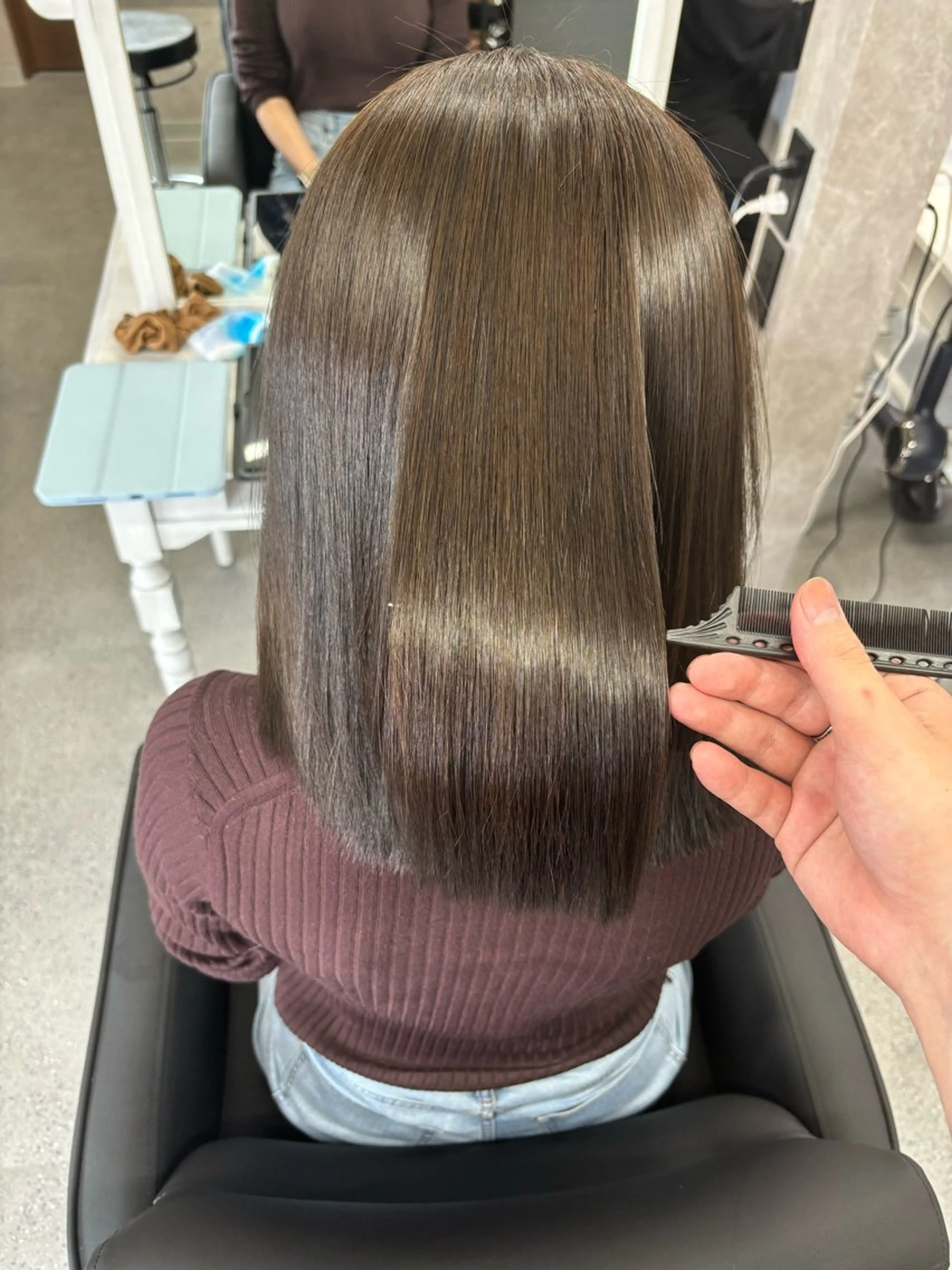 ミディアム かがみはやと 髪質改善/縮毛矯正のヘアスタイル