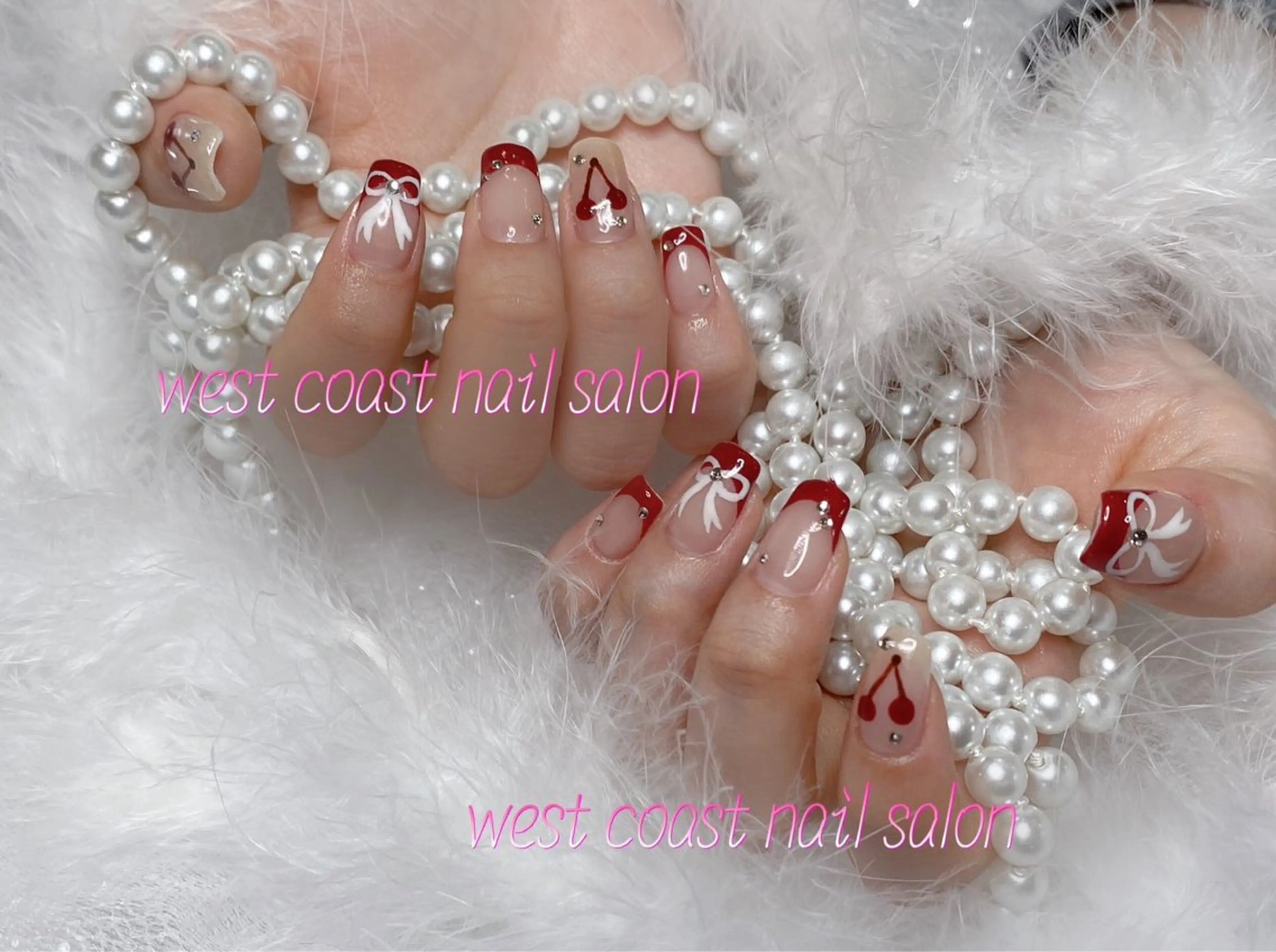 ネイル リボン ハンドネイル リボン、ガーリー パーツ放題専門店のネイルデザイン