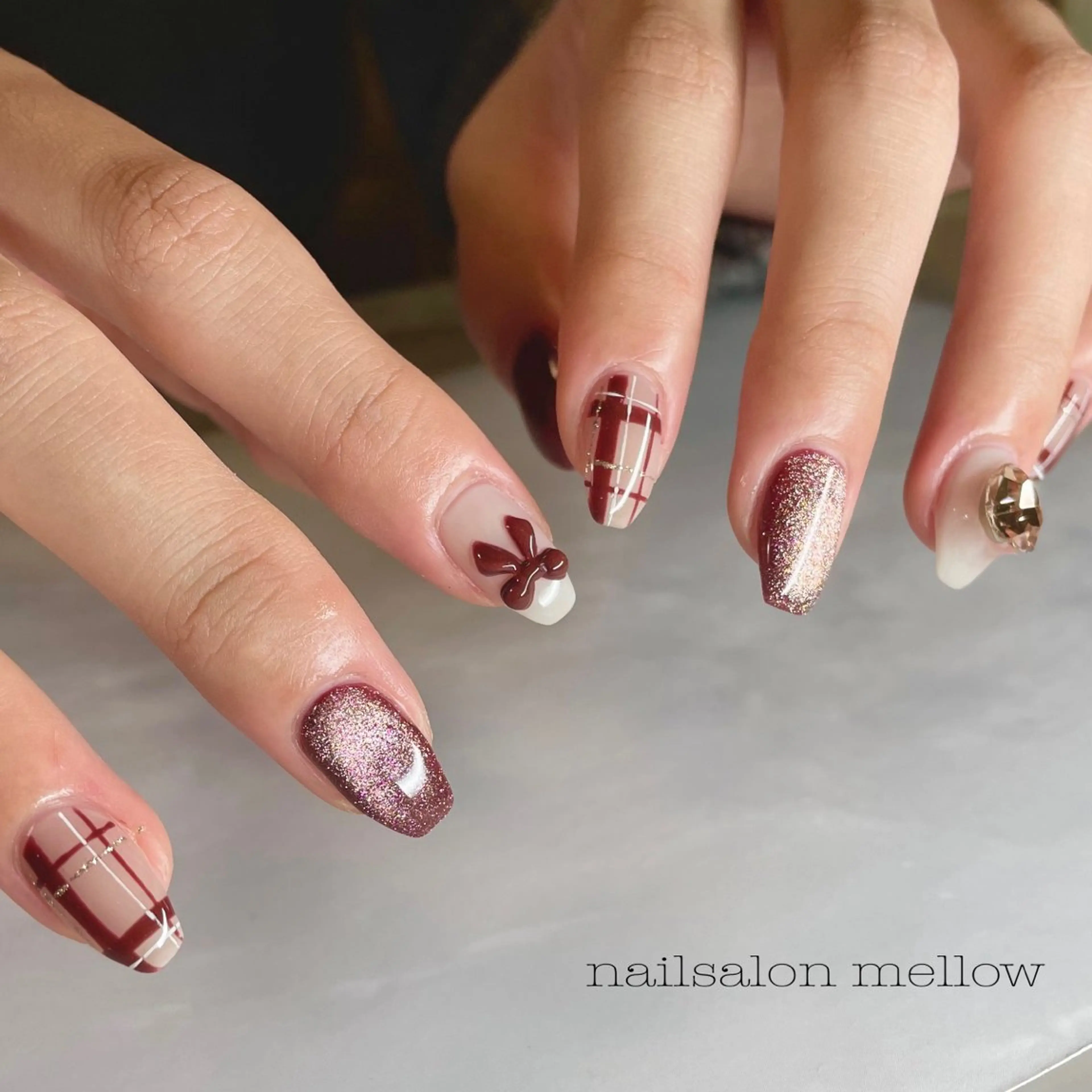 ネイル アートネイル リボン ハンドネイル 大山 浩美のネイルデザイン