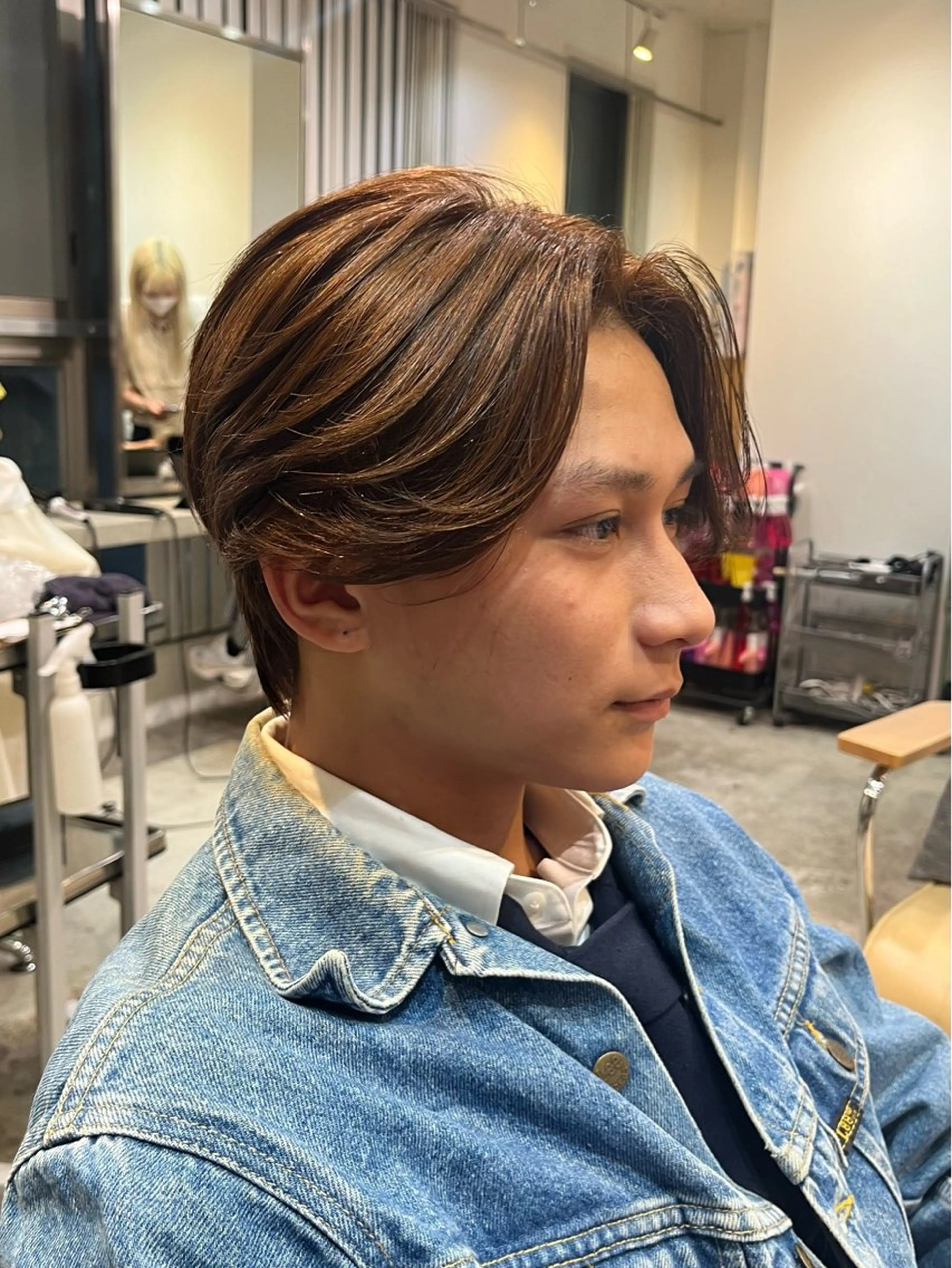 ミディアム メンズ カット ヘアカラー トリートメント センターパート職人 柏/メンズ/ ハルキのヘアスタイル