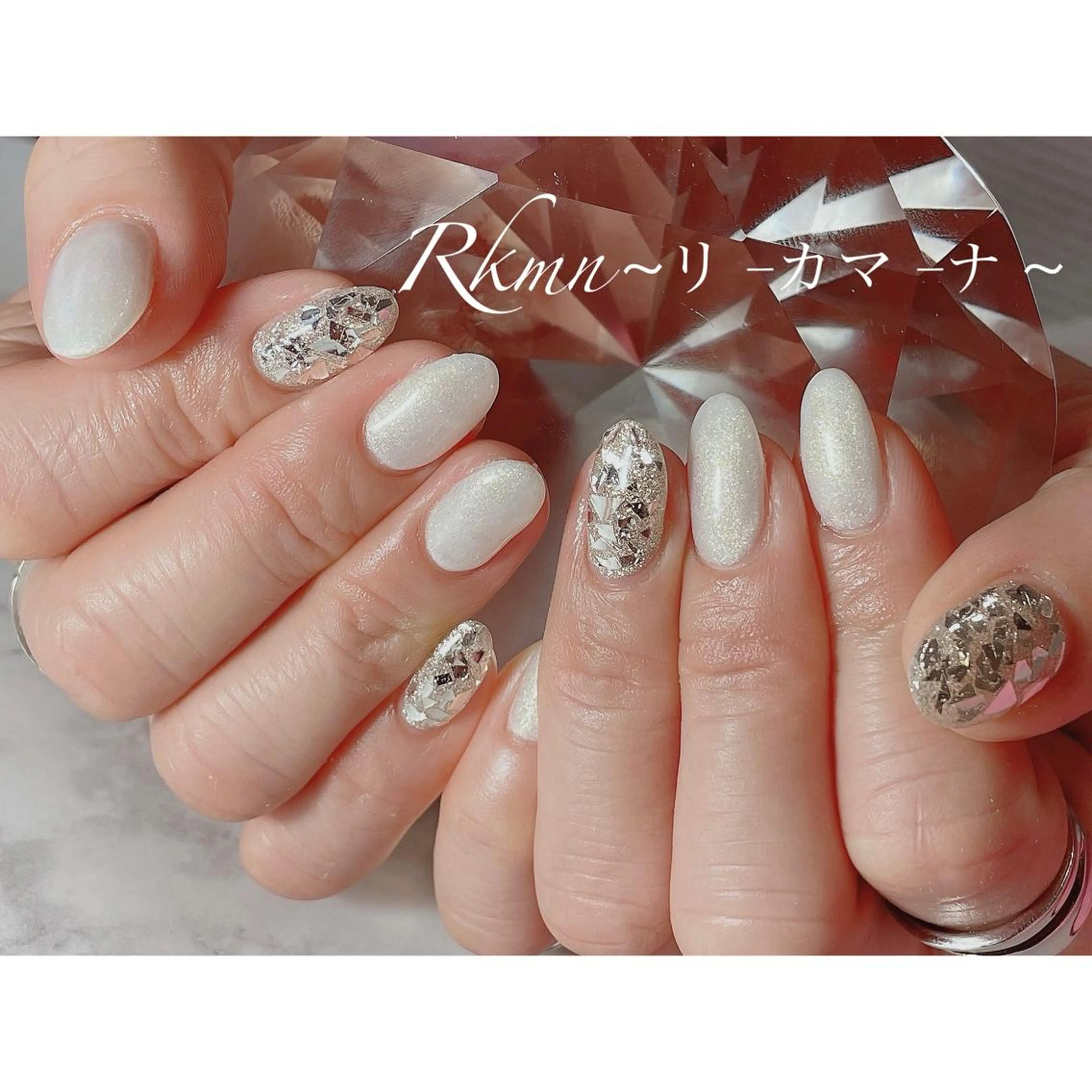 ネイル アートネイル 春ネイル ホワイト ハンドネイル フットネイル ハンドケア Rkmn ~リ-カマ-ナ~のネイルデザイン