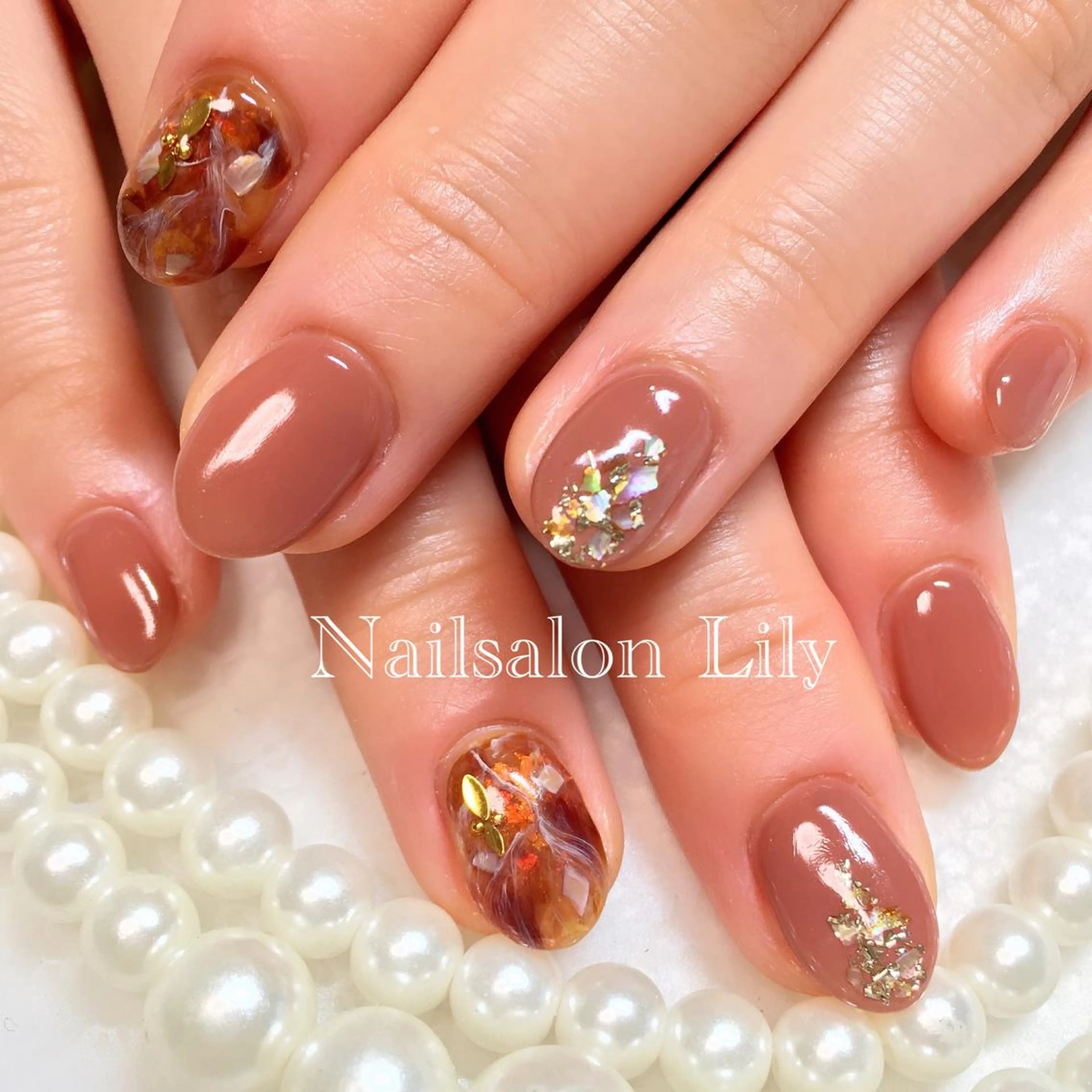 ネイル べっ甲ネイル Lily*nail 🌻Mii🌻のネイルデザイン