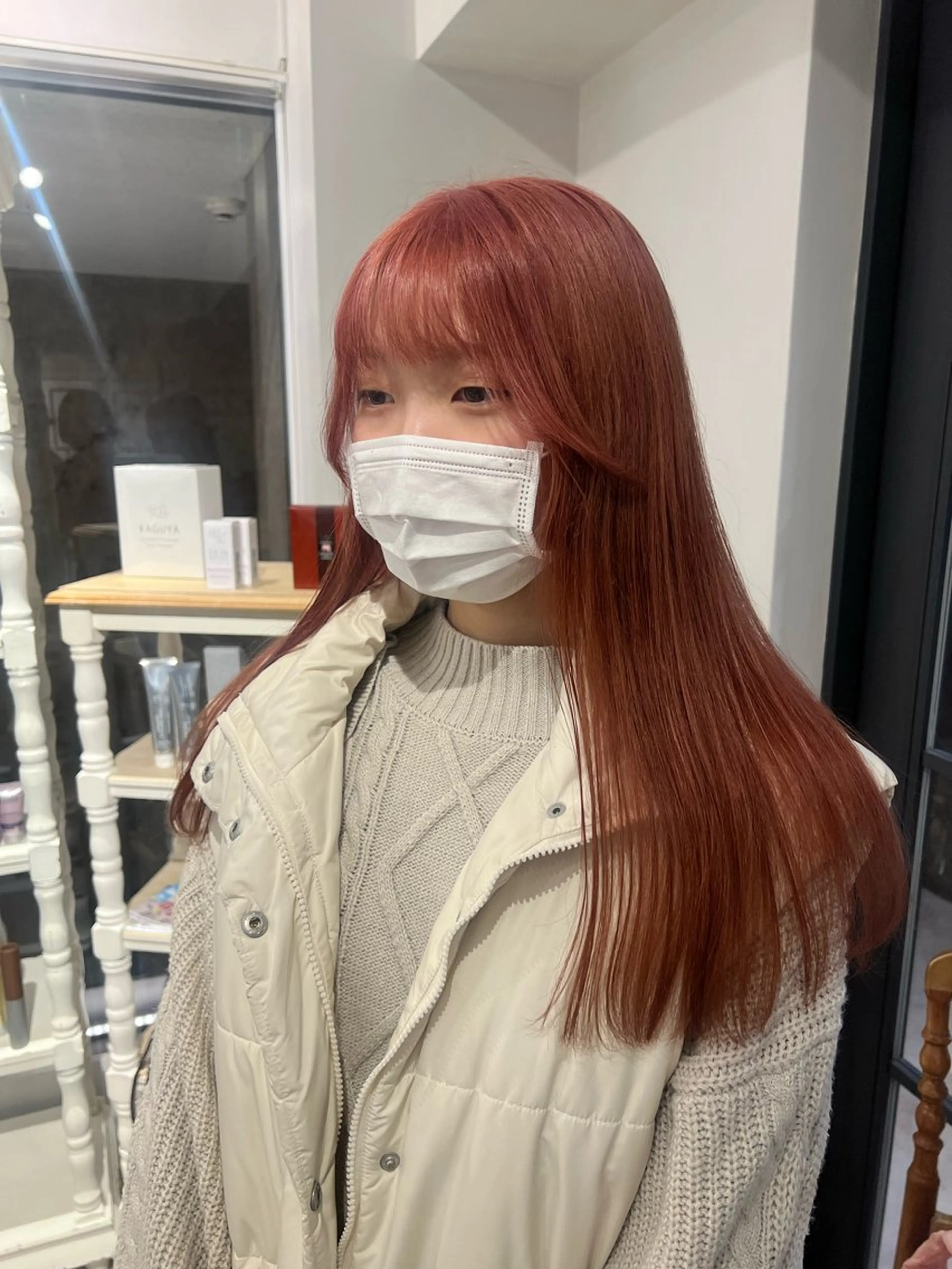 ロング カラー ベージュカラー ブリーチ ブロンド ピンクカラー ピンクベージュ ミカ/名駅/レイヤー /ブリーチなしカラーのヘアスタイル