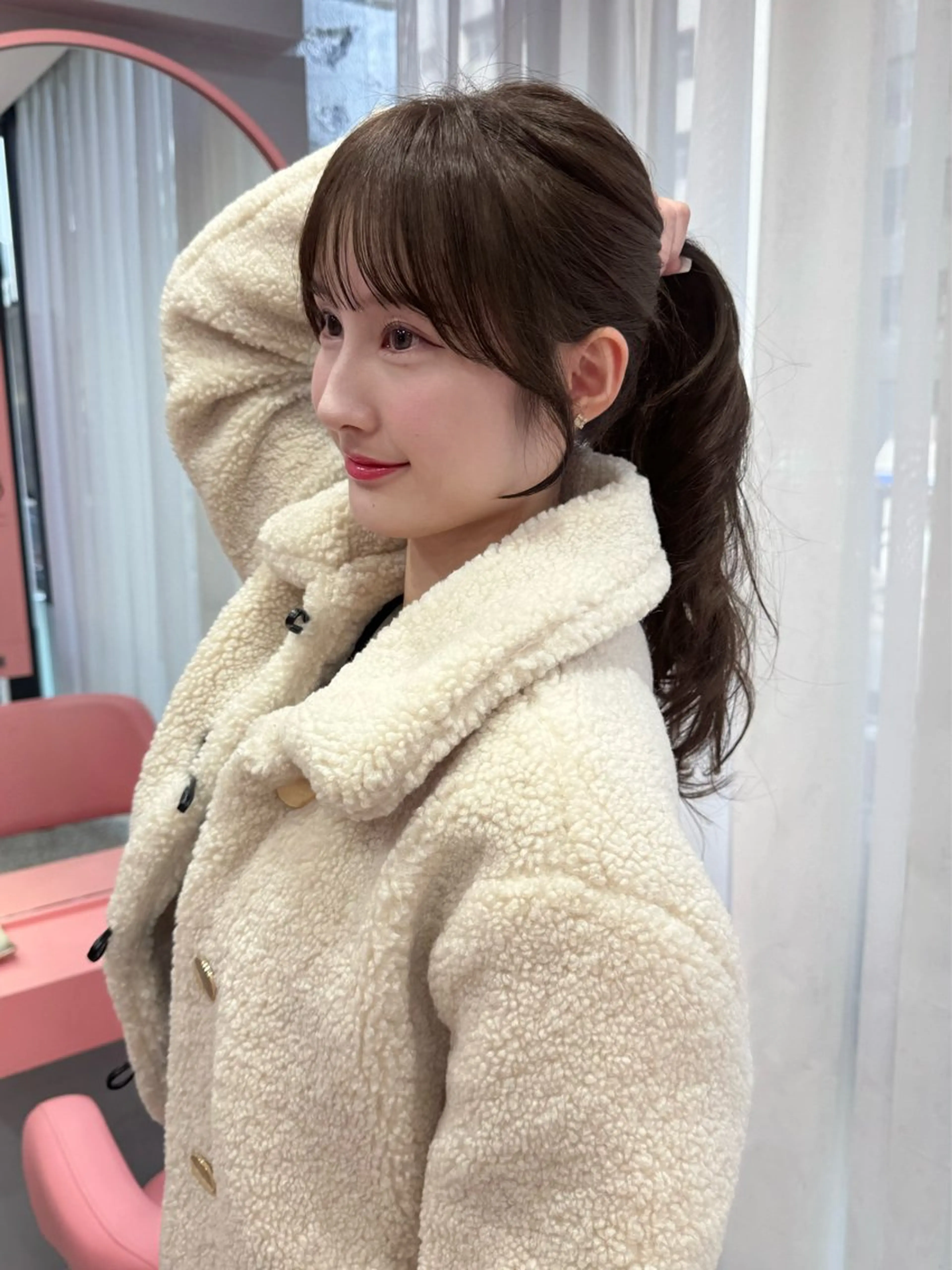ロング 切りっぱなしボブ チョコレートブラウン ボブ くびれヘア 韓国風ヘア カット ヘアカラー 顔周り/透明感カラー REINA𓍯のヘアスタイル