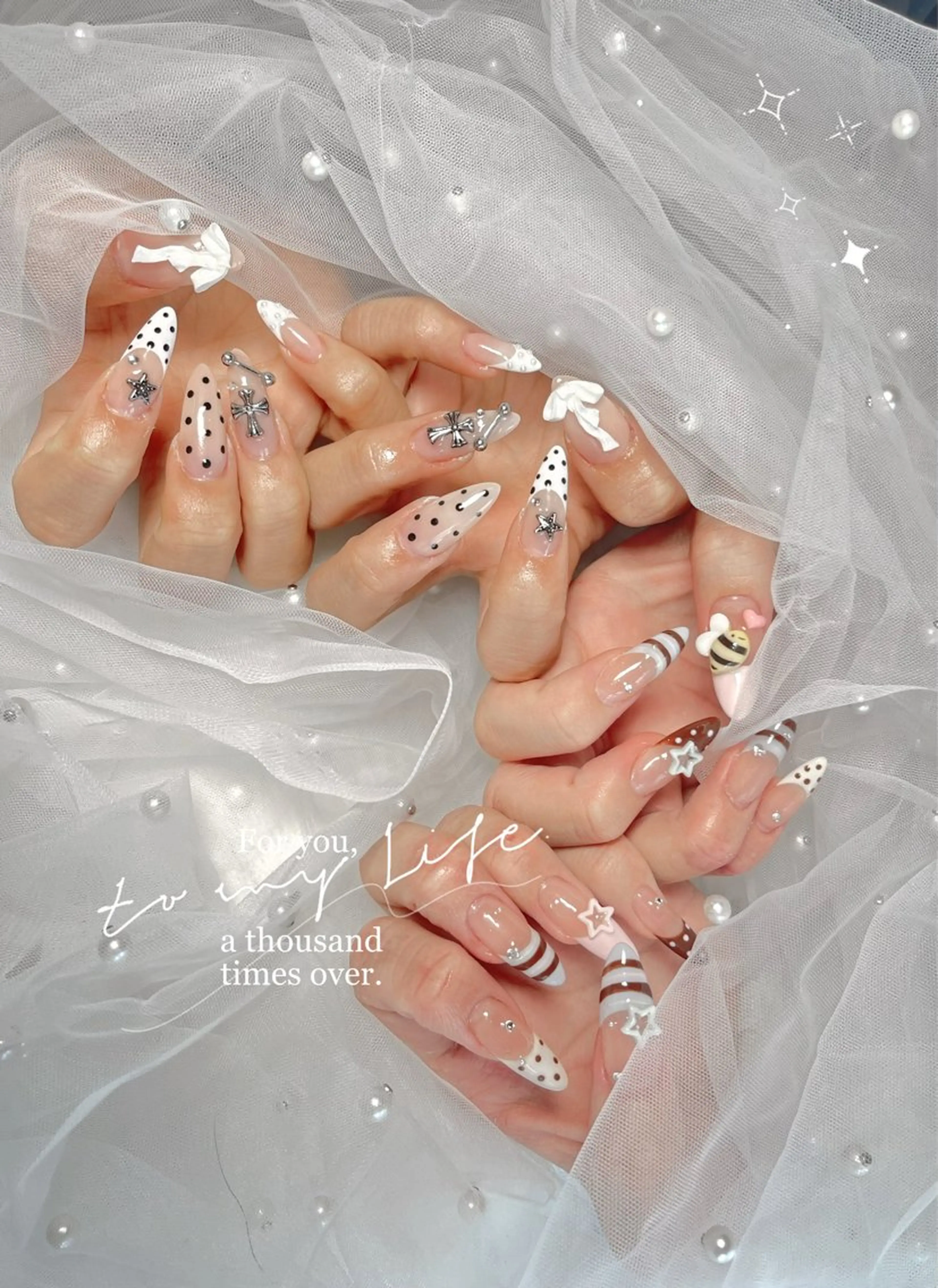 店人気メニュー長さだし10本シンプルデザイン🌟シール&パーツ付け放題❣️持ち込みデザインokフィルイン対応★オフケア込の写真