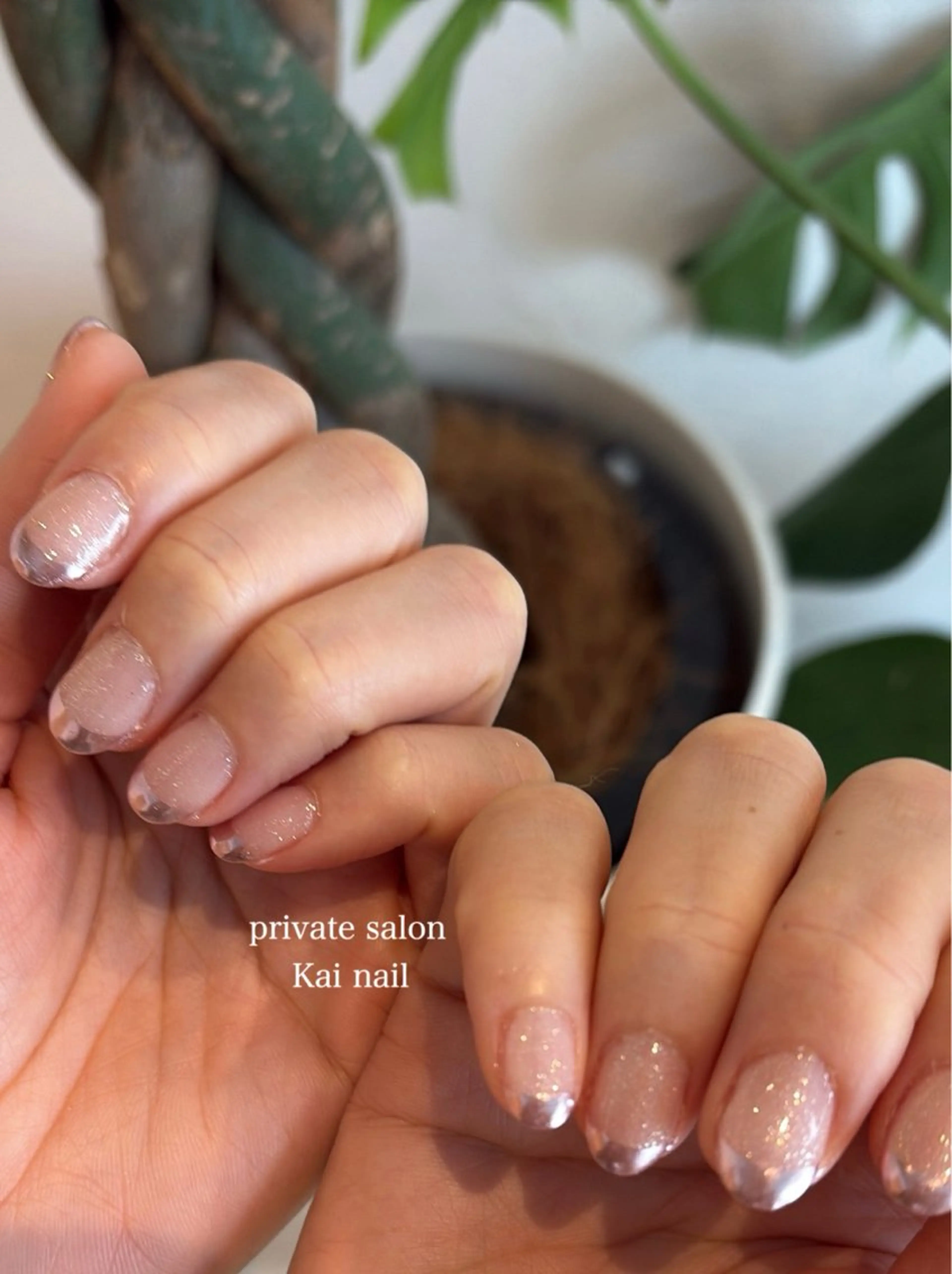 ネイル ブラウン フレンチネイル 韓国ネイル マグネットネイル ミラーネイル ハンドネイル Kai  nail Mayukoのネイルデザイン