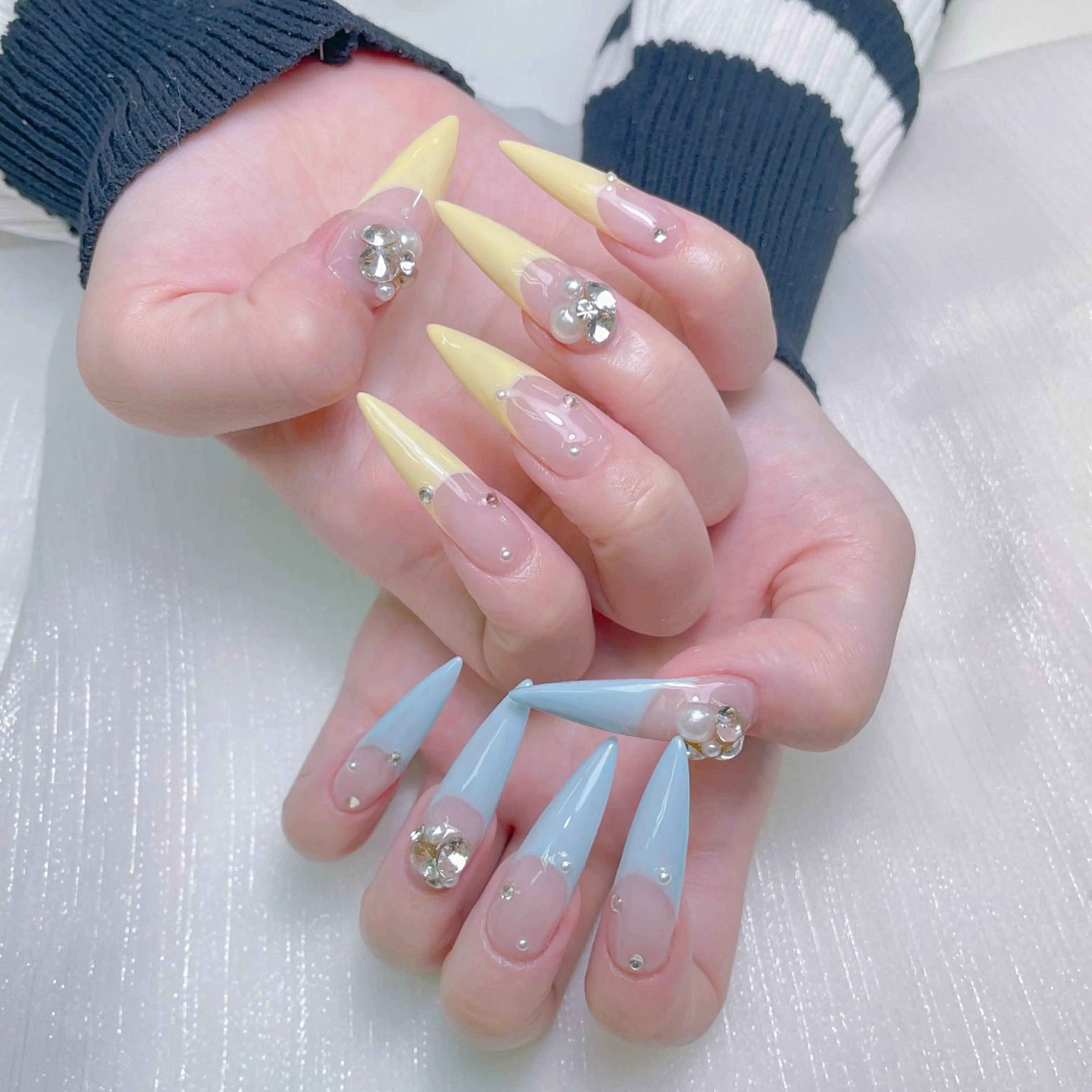 ネイル チークネイル クリアネイル フレンチネイル ガーリー キラキラネイル ハンドネイル NailPrincess所属・princess スカルプ専門店のネイルデザイン
