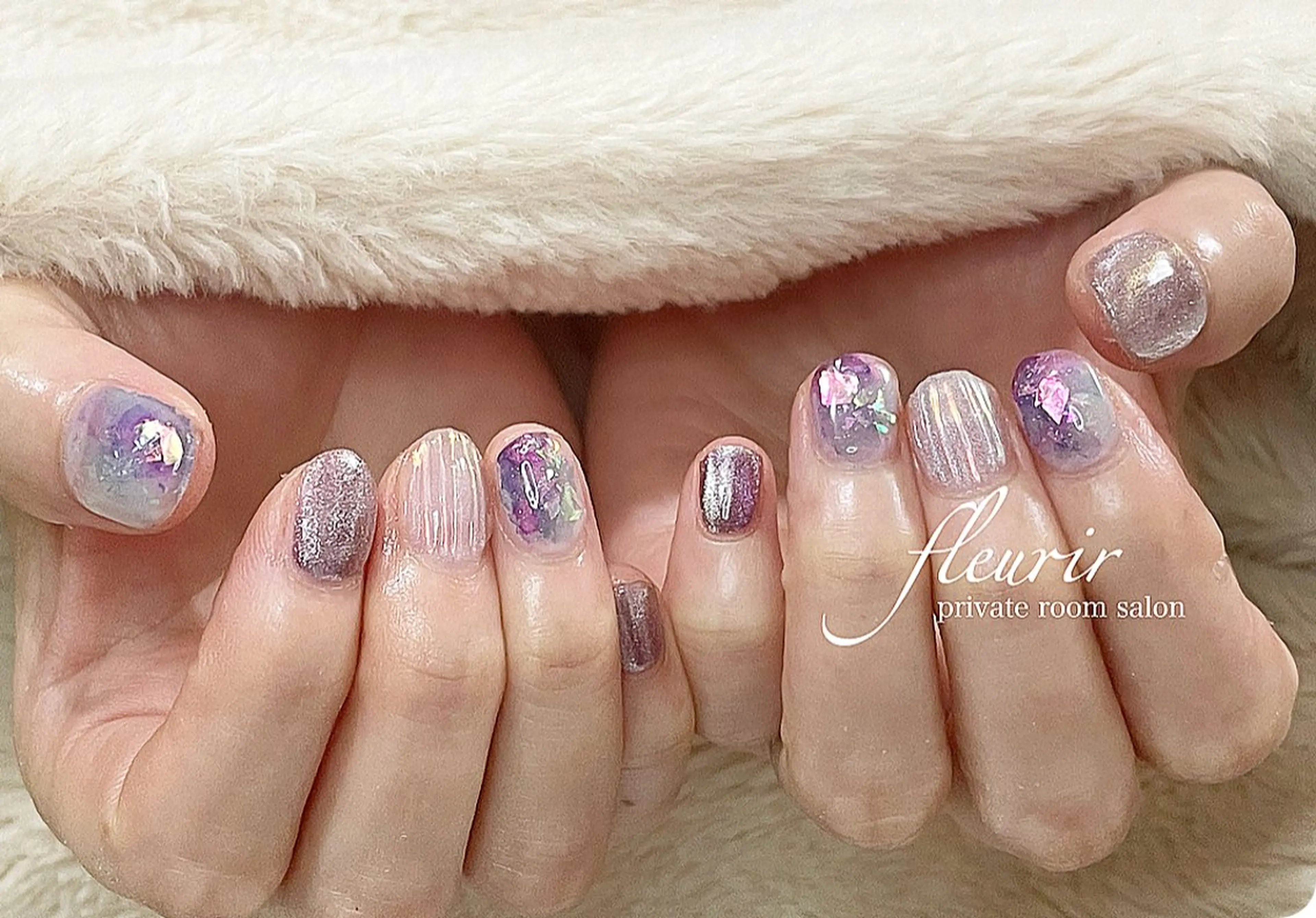 ネイル ホログラムネイル フルリール 【プライベートサロンのネイルデザイン