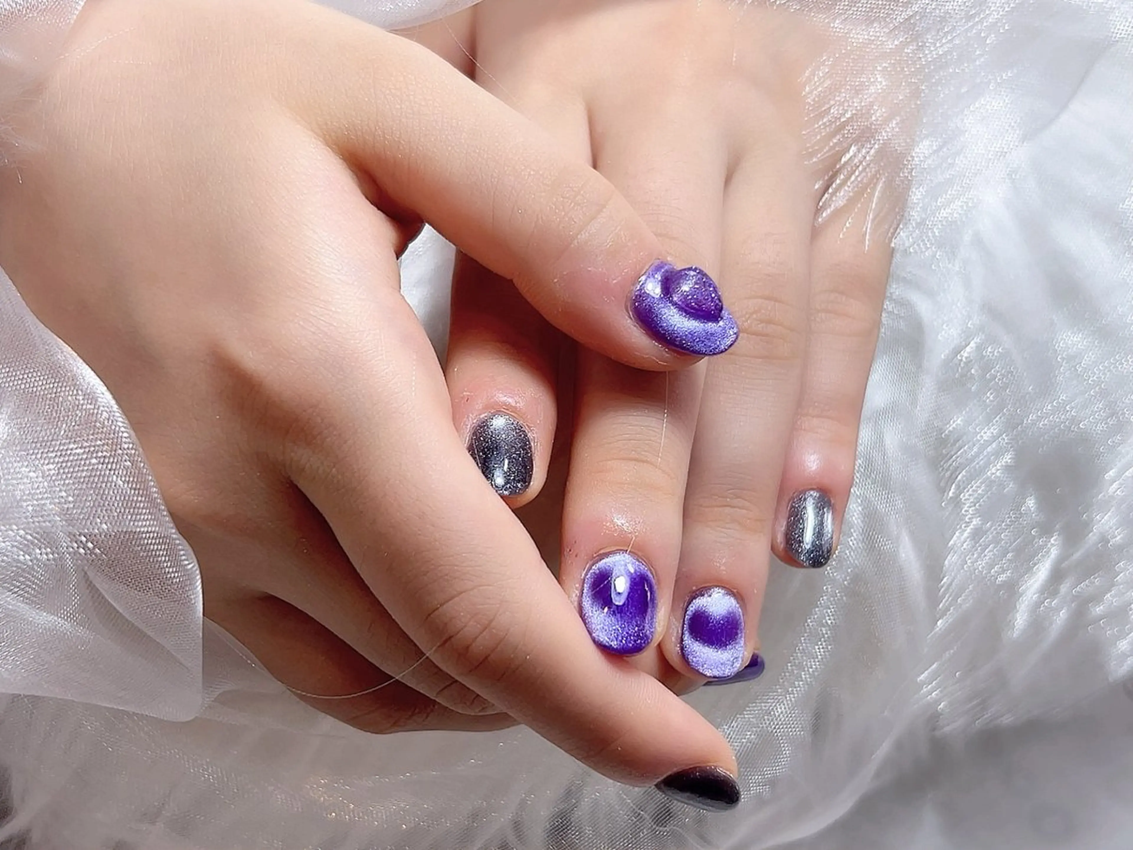 ネイル ハート マグネットネイル ハンドネイル K‘s nail salonのネイルデザイン