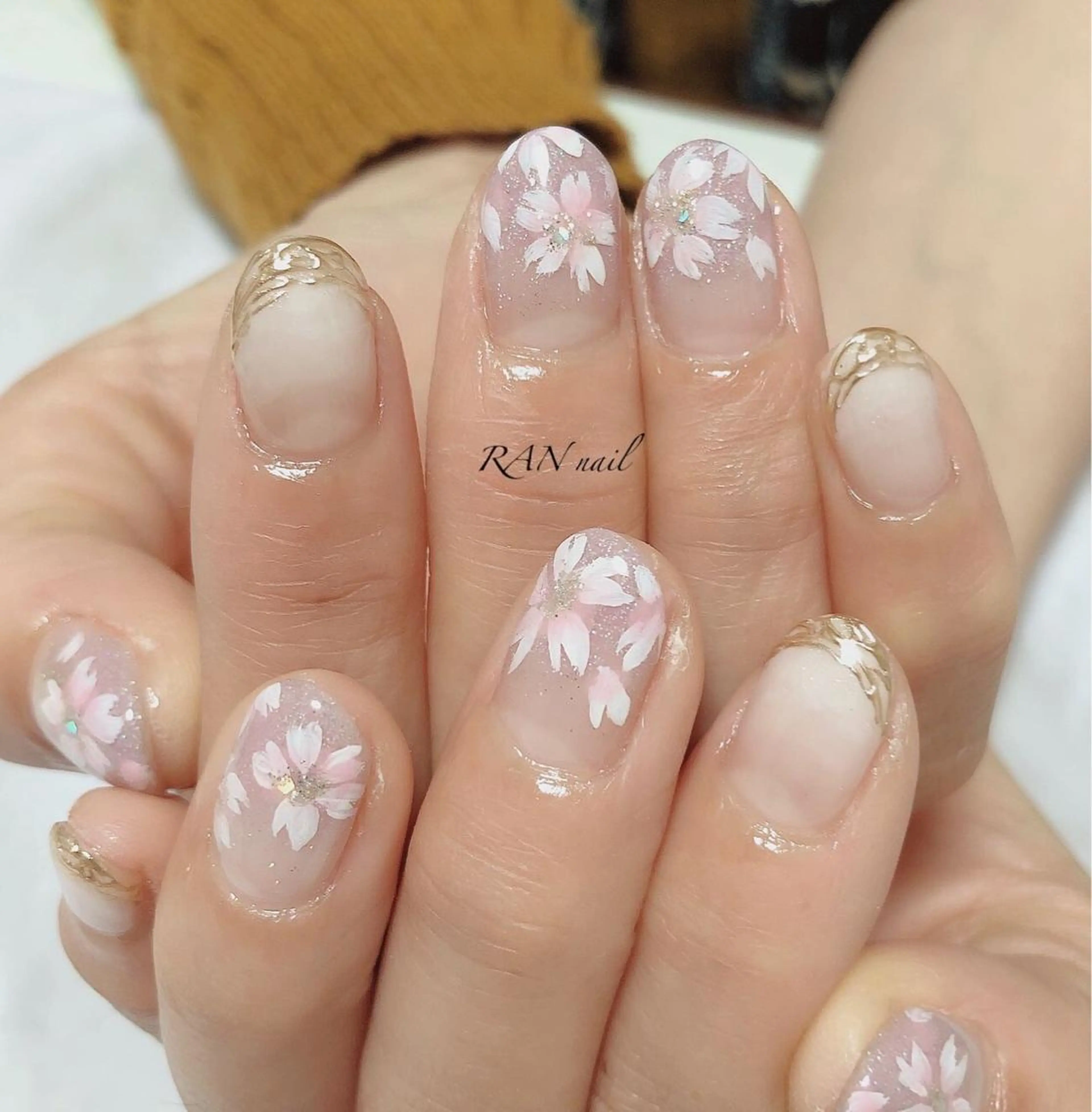 ネイル 桜ネイル 入学式 フレンチネイル 卒業式 ラメ(グリッター) ハンドネイル フットネイル RAN nailのネイルデザイン