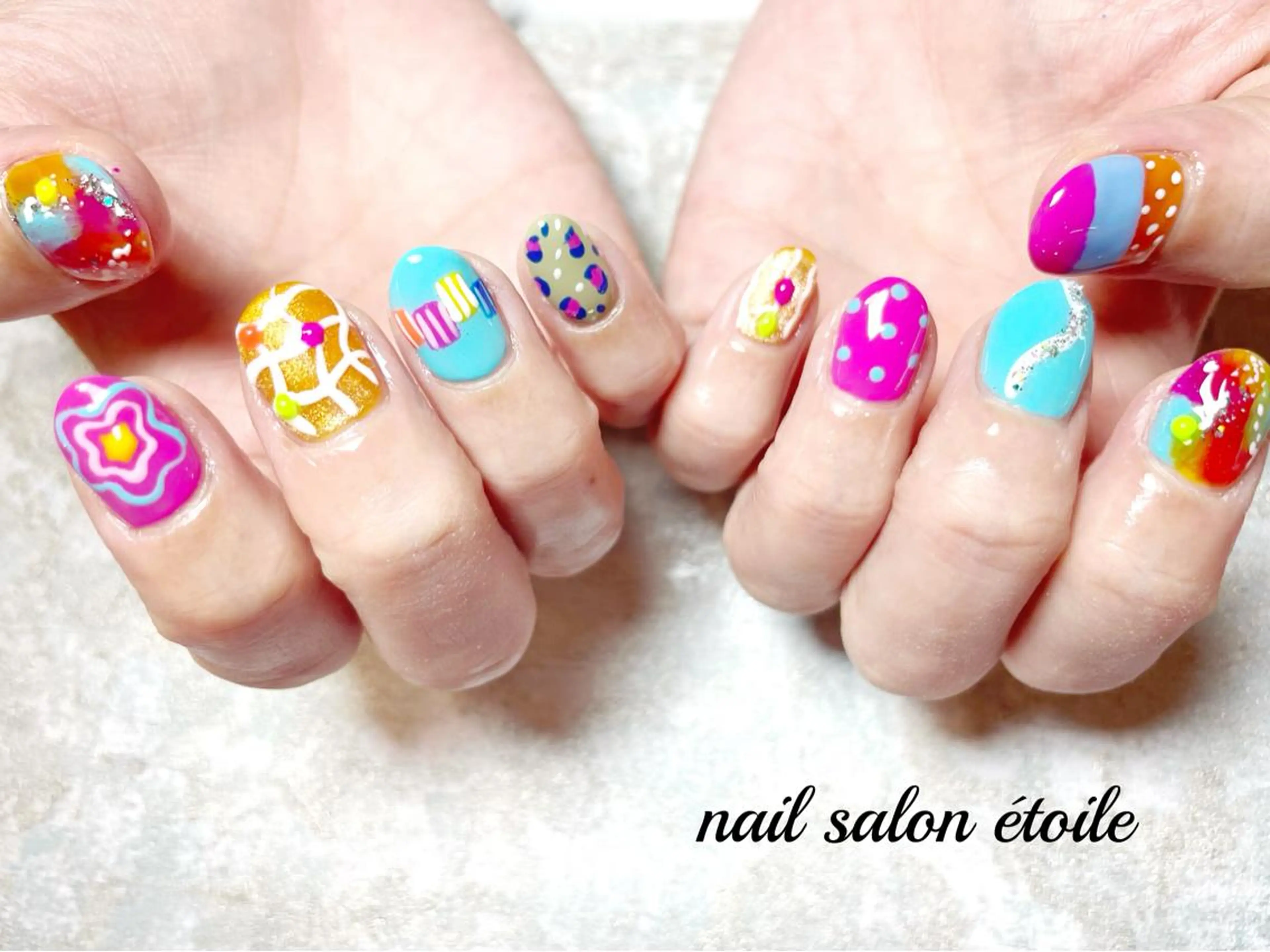 ネイル アートネイル ジェルネイル 持ち込み ぷっくりネイル ハンドネイル nail salon étoileのネイルデザイン