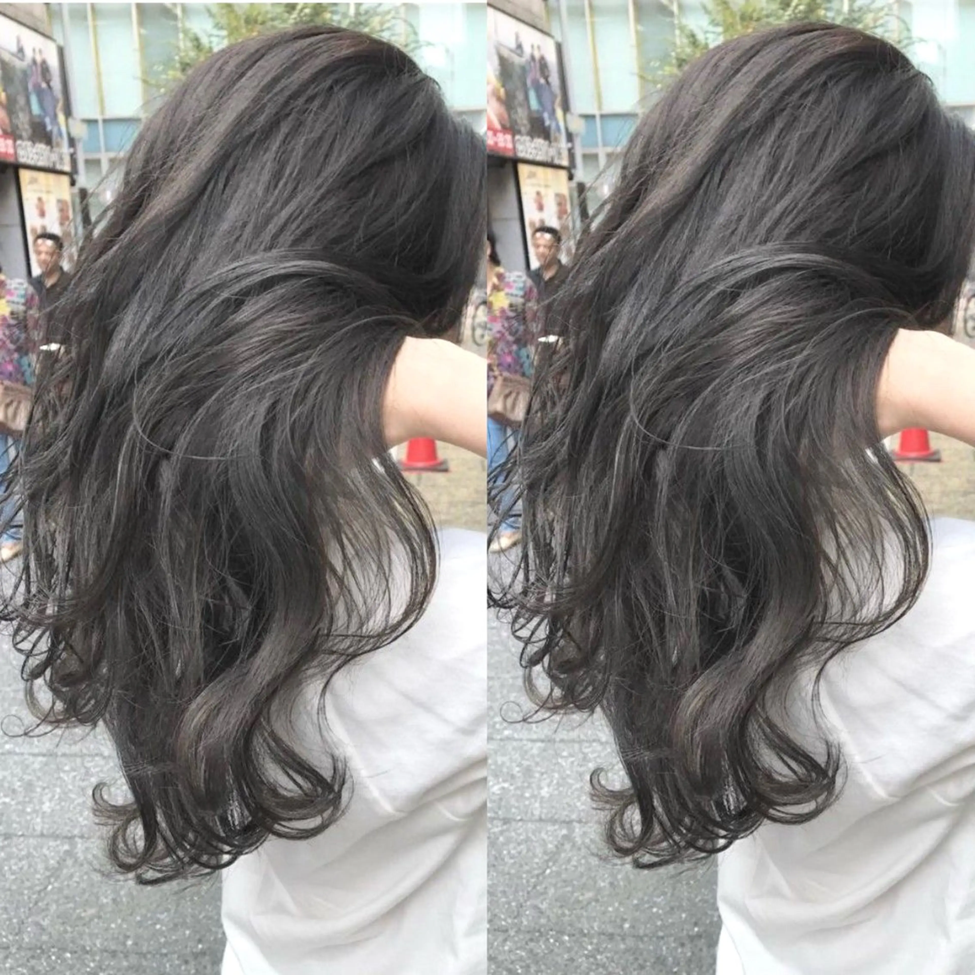 ロング カラー グレージュ 表参道/ハイライト バレイヤージュのヘアスタイル