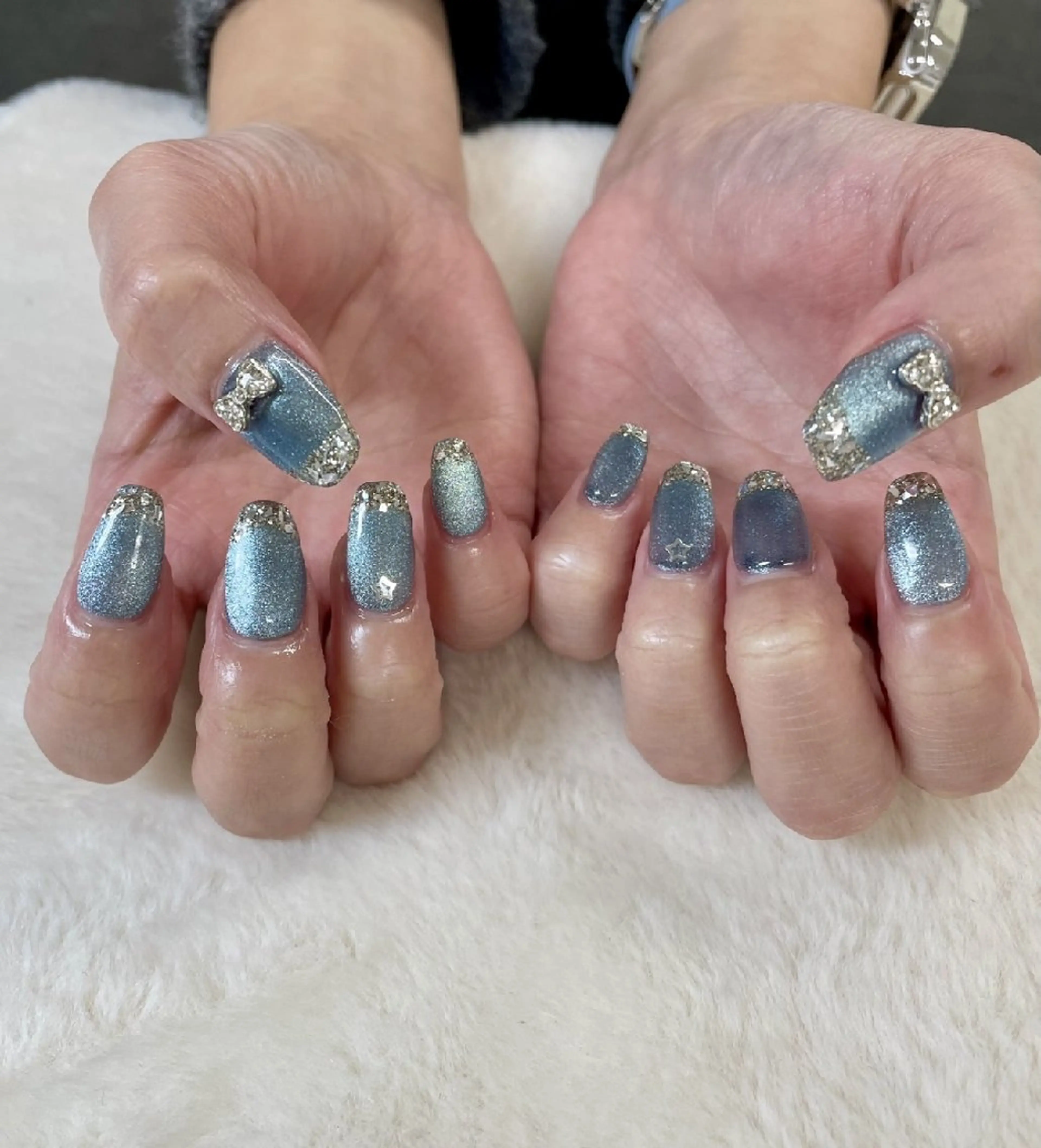 ネイル フレンチネイル ガラスフレンチ マグネットネイル マグネットフレンチ ハンドネイル ハンドケア 心斎橋Salon Epokkuのネイルデザイン