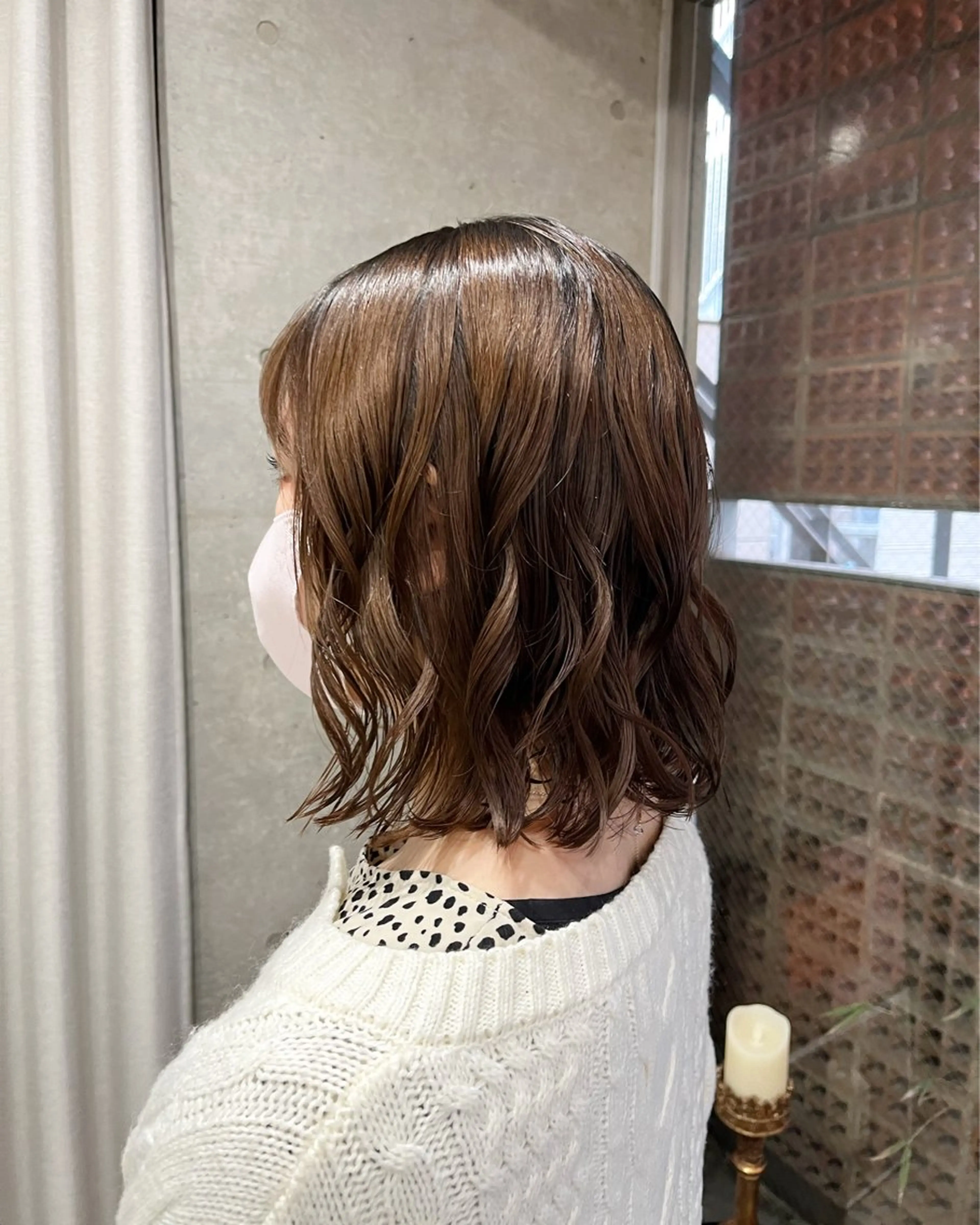 ミディアム カラー パーマ カット 表参道🌿赤み消し カラー/チナツのヘアスタイル